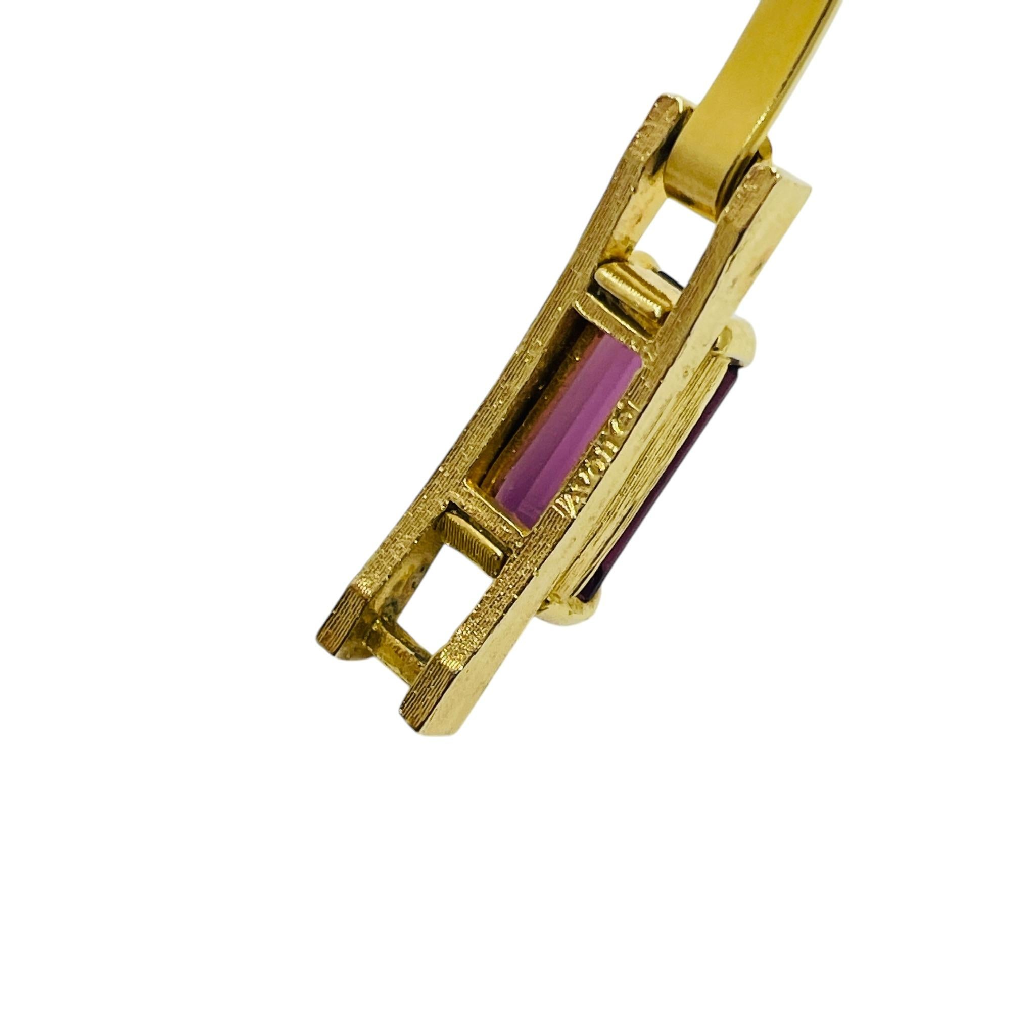 Women's Vintage AVON signed gold tone amethyst glass bangle bracelet For Sale