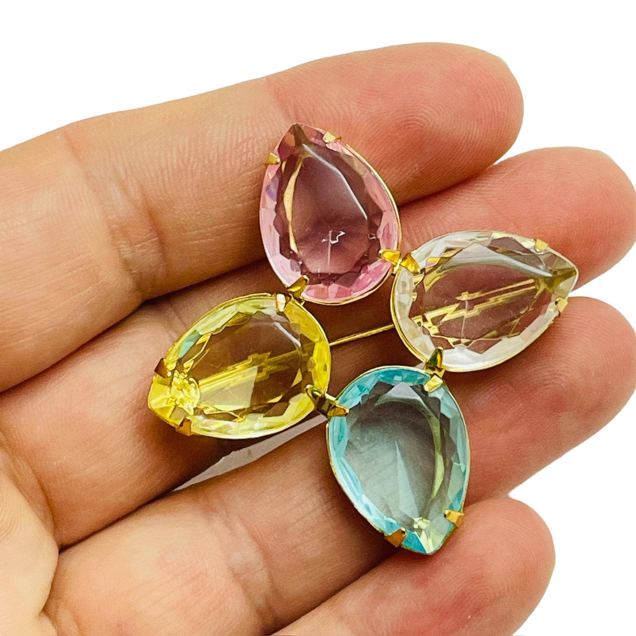 De las mujeres Broche de diseño vintage AVON firmado en cristal dorado en venta