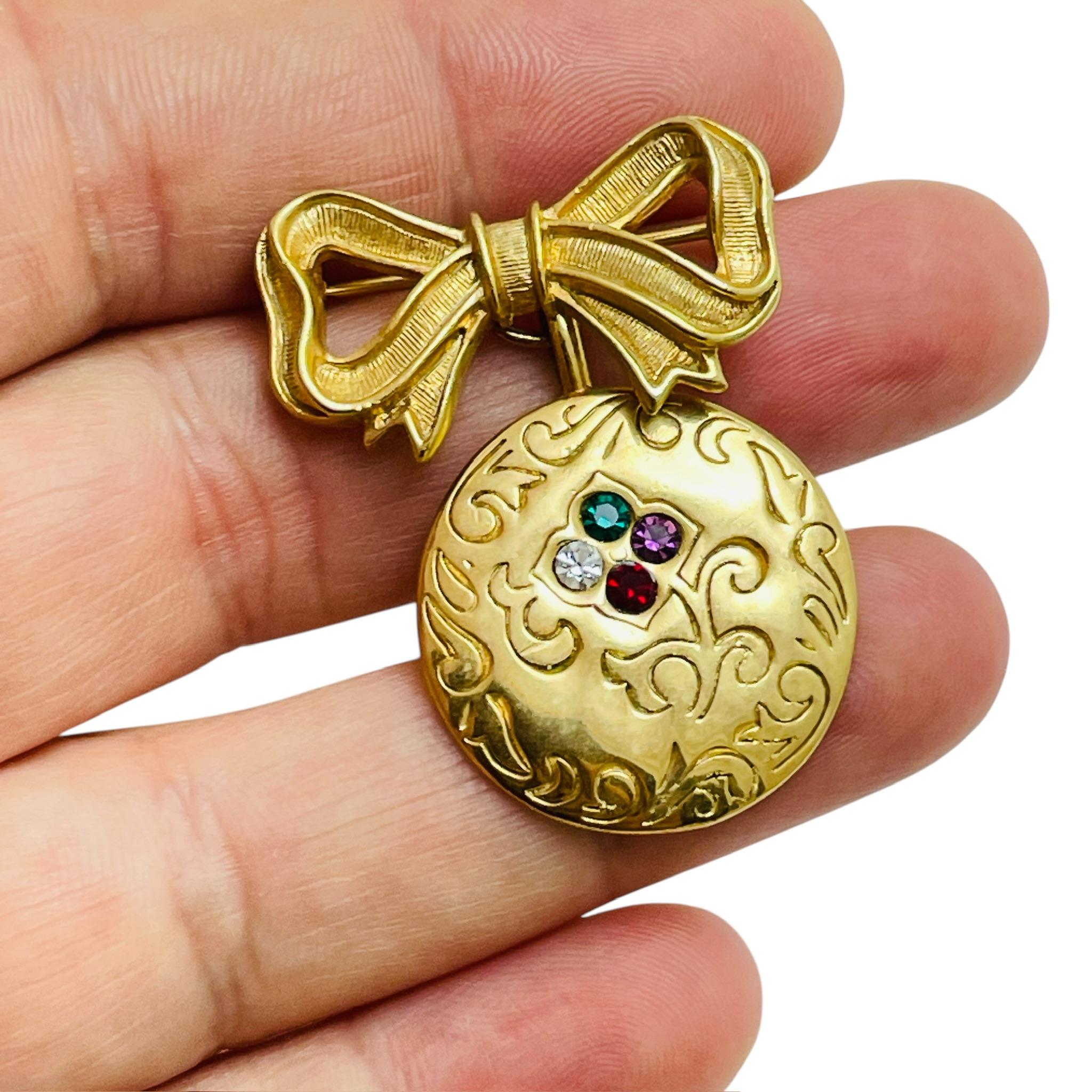 De las mujeres Broche colgante vintage AVON firmado en tono dorado con brillantes en venta