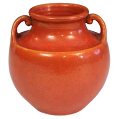 Vintage Awaji Pottery Vaso arancione cromato atomico Art Deco