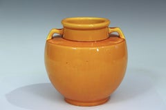 Vintage Awaji Pottery Art Deco Atomic Yellow Vase