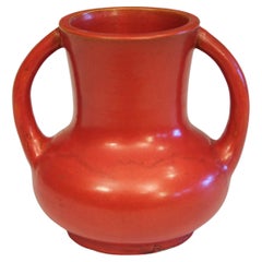 Vintage Awaji Pottery Chrome Red Art Deco Vase
