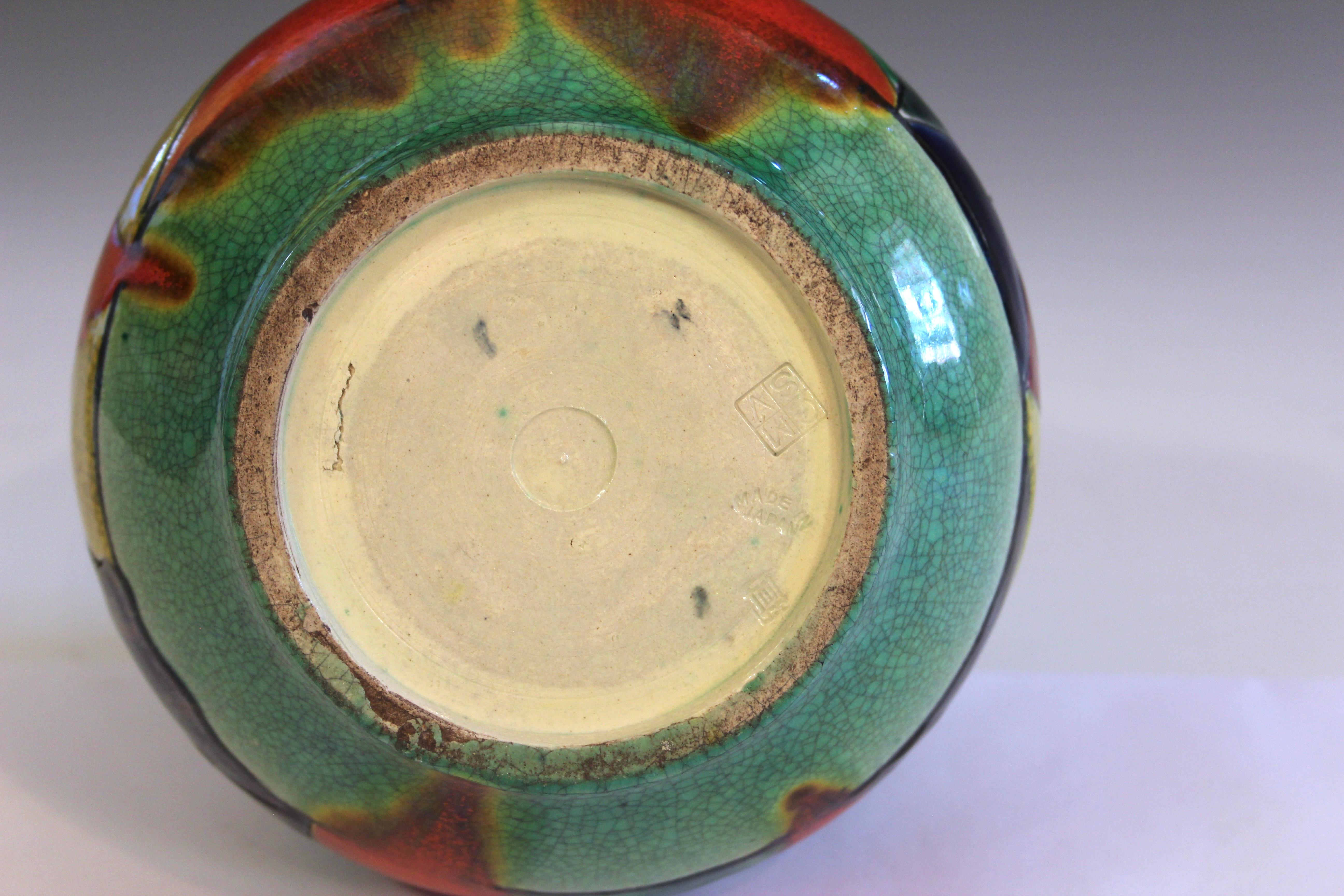 Vaso d'epoca Awaji Pottery Cubista Modernista Policromatico Firmato In condizioni ottime in vendita a Wilton, CT