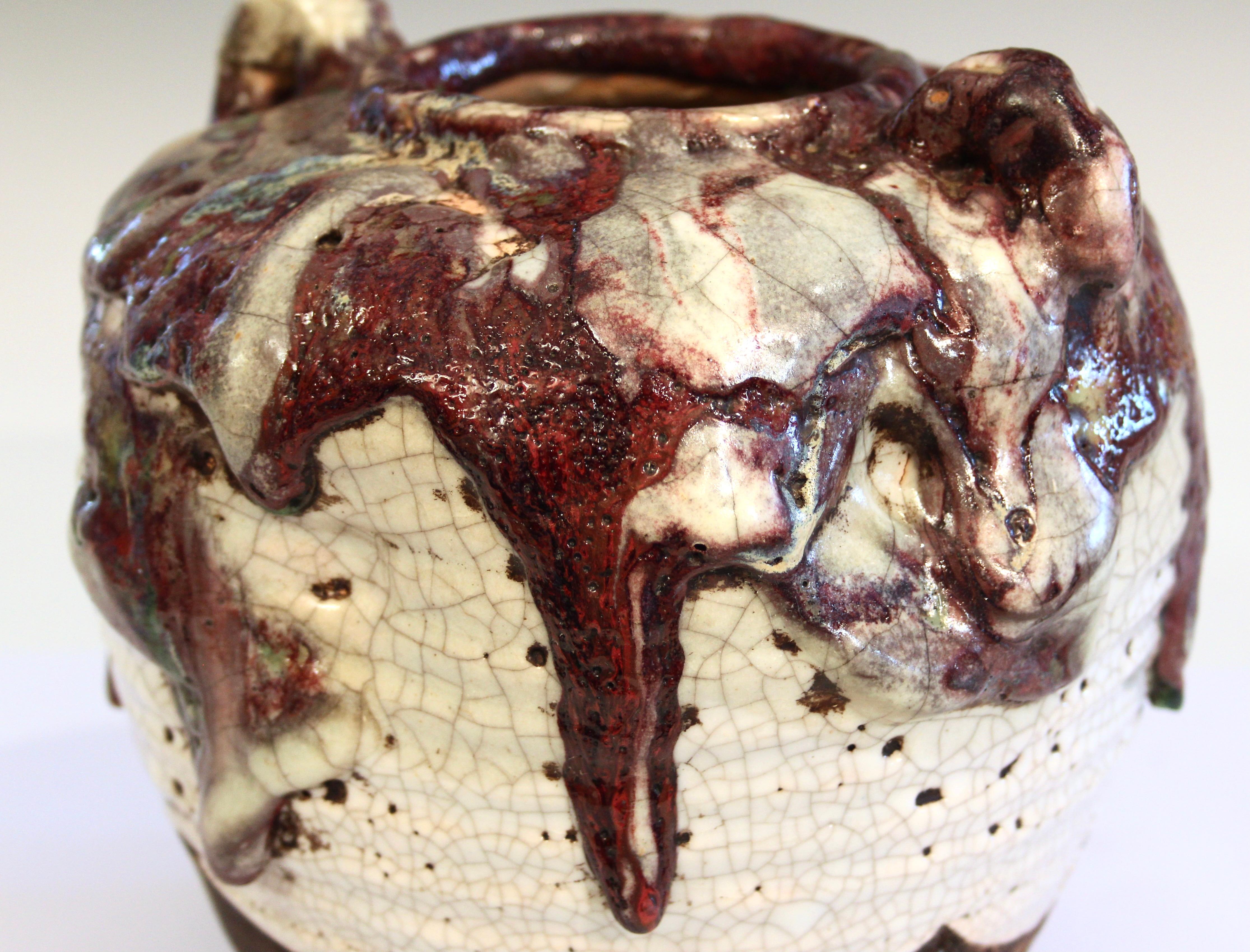 Jarrón Vintage Awaji Pottery Japonés Wabi Sabi Zen Ikebana Alfarería en venta