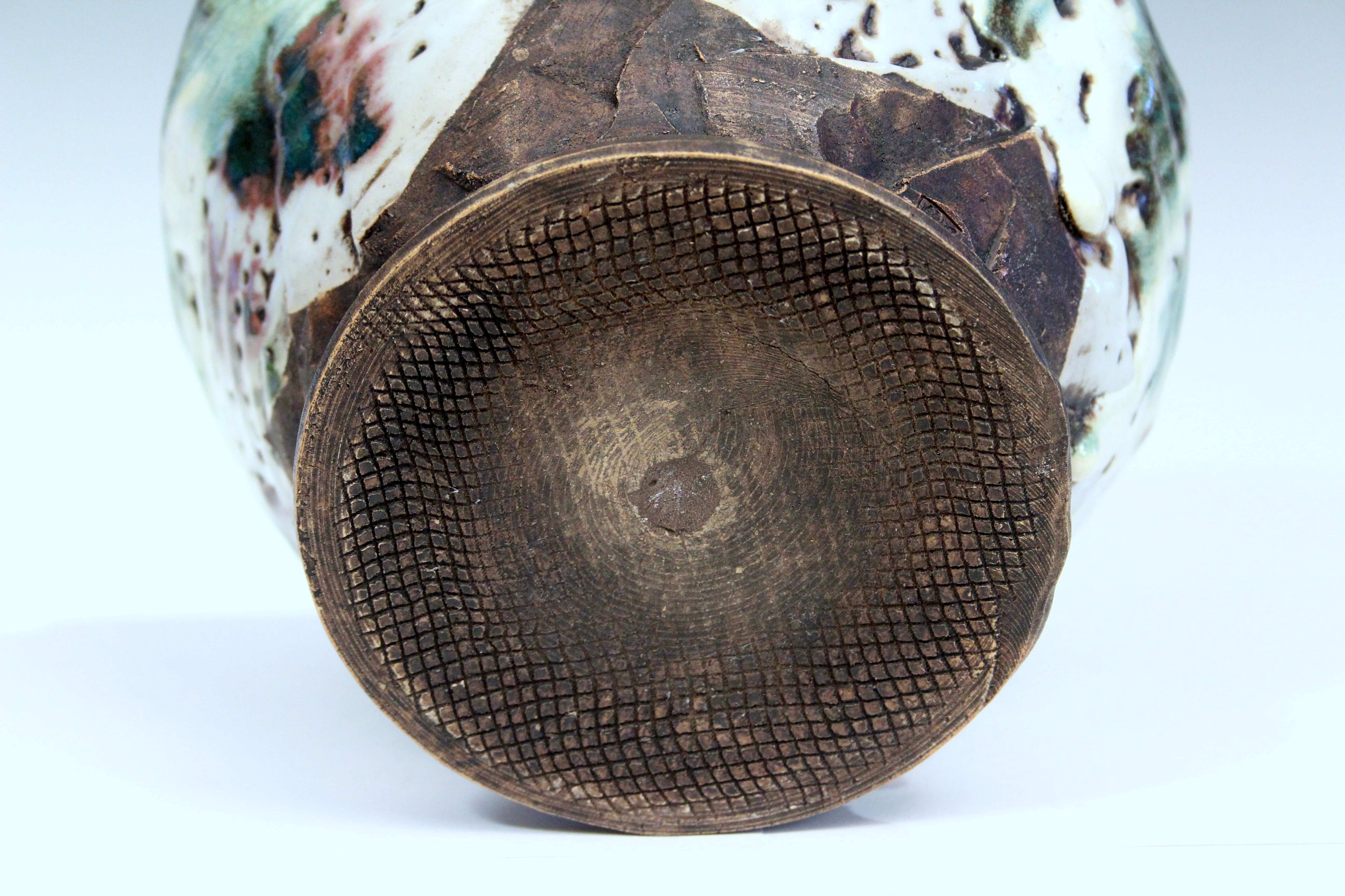 Vaso d'epoca Awaji Pottery con gocciolamento manipolato in vendita 2