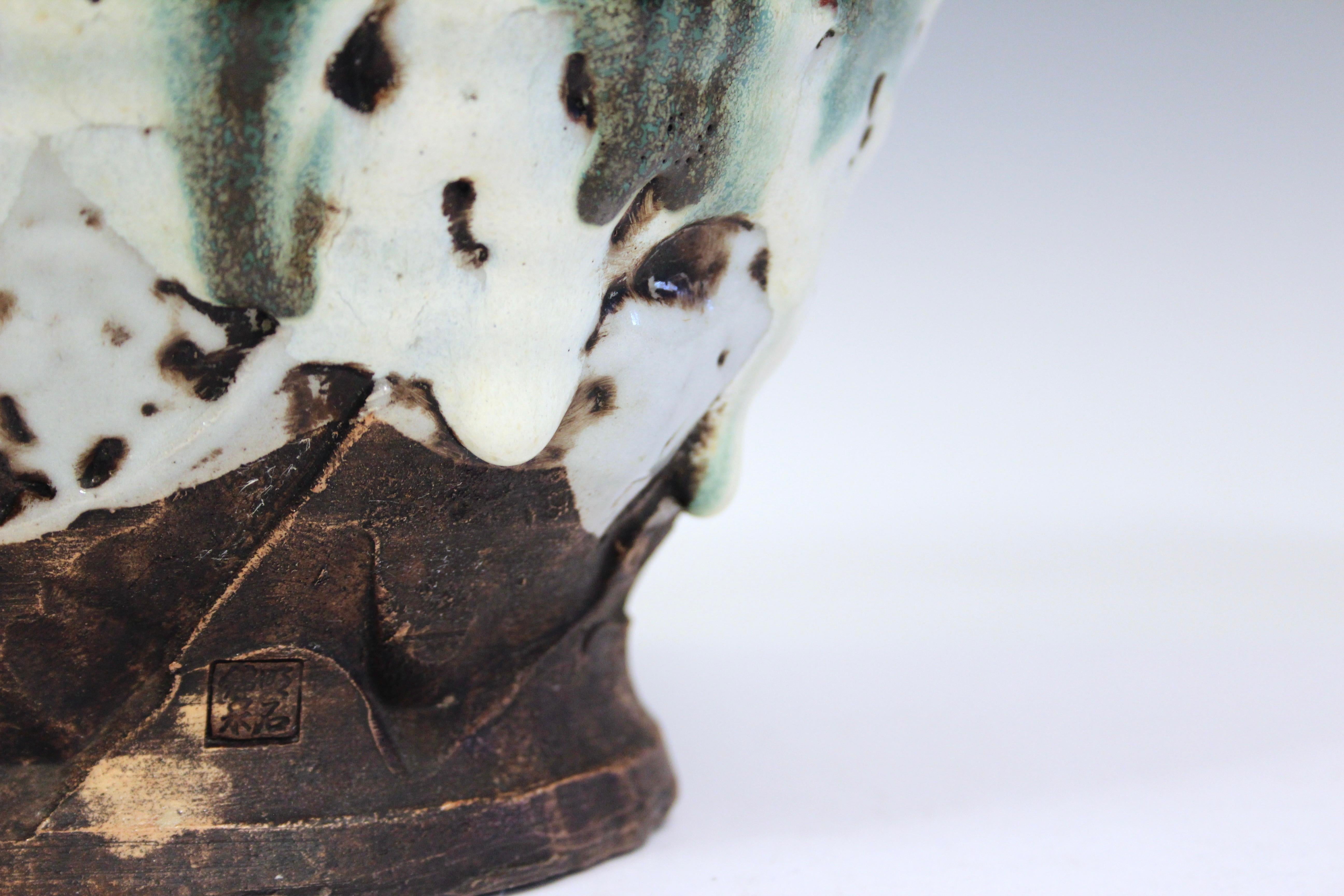 Vaso d'epoca Awaji Pottery con gocciolamento manipolato in vendita 3