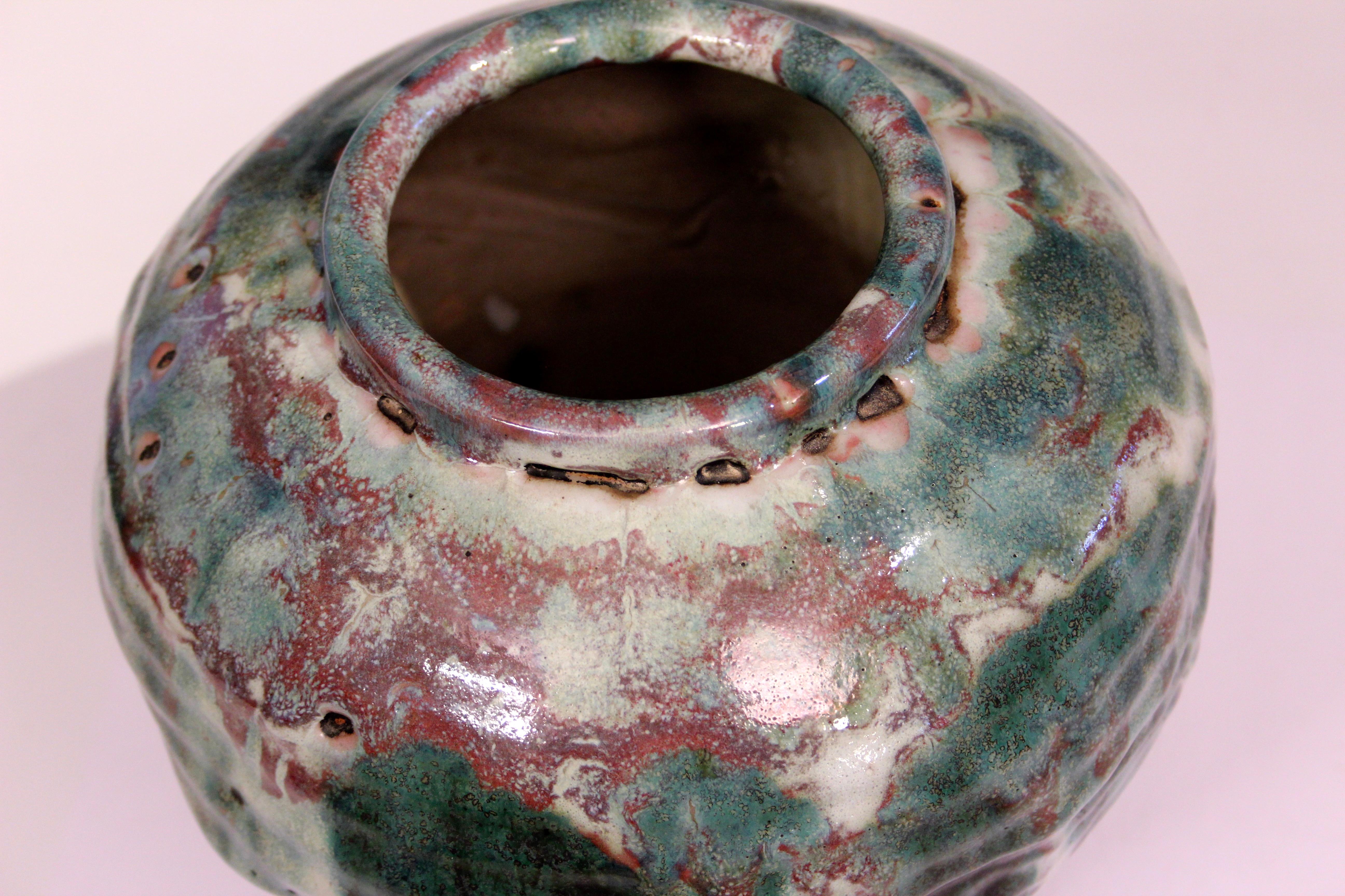 Vaso d'epoca Awaji Pottery con gocciolamento manipolato in vendita 5