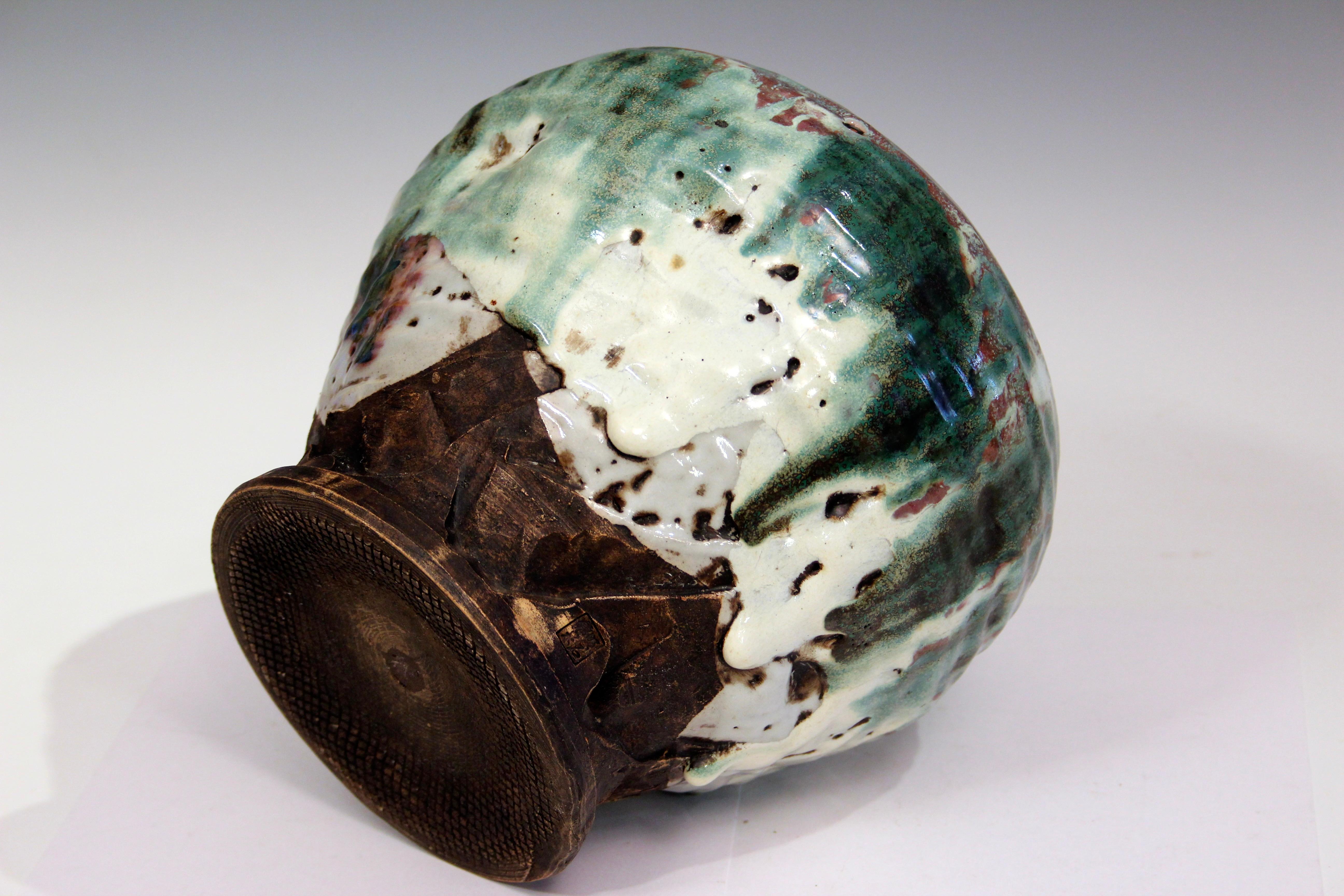 Vaso d'epoca Awaji Pottery con gocciolamento manipolato in vendita 1