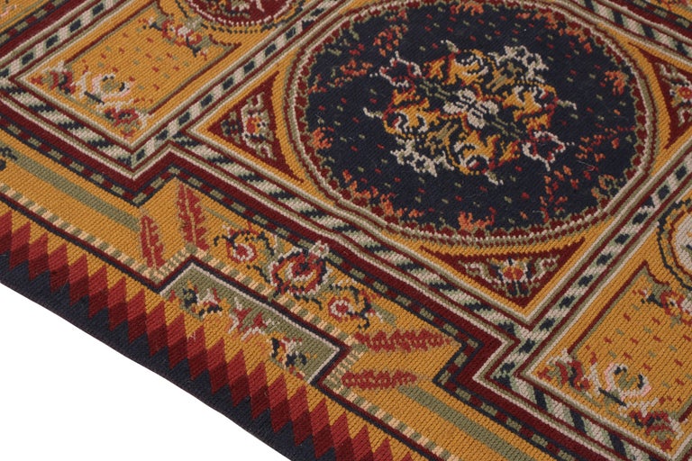 Vintage Needlepoint Rug, Yellow and Red Geometric Pattern by Rug and ...