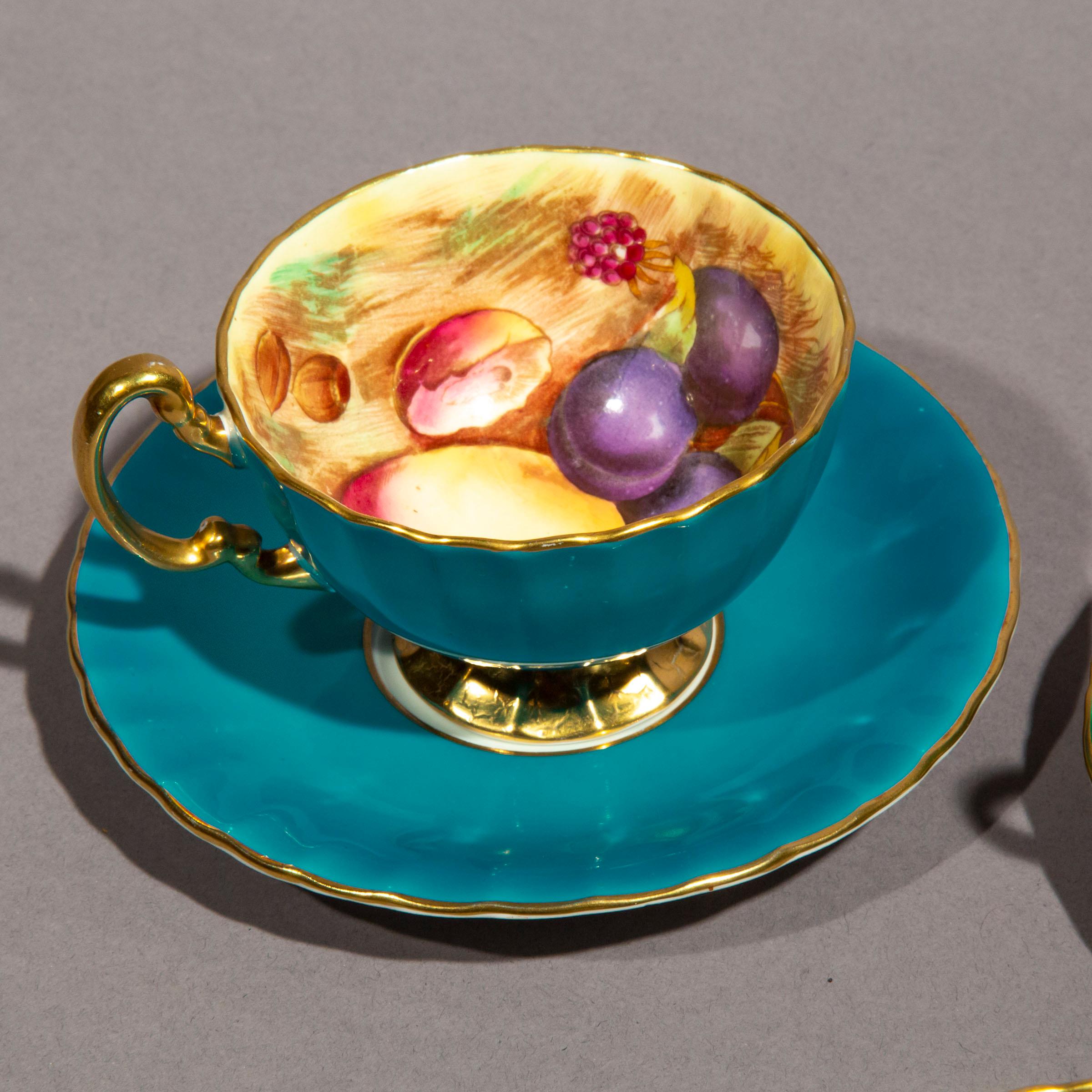 Victorian Vintage Aynsley Porcelain Fruit and Roses Tea Set, by JA Bailey and D Jones