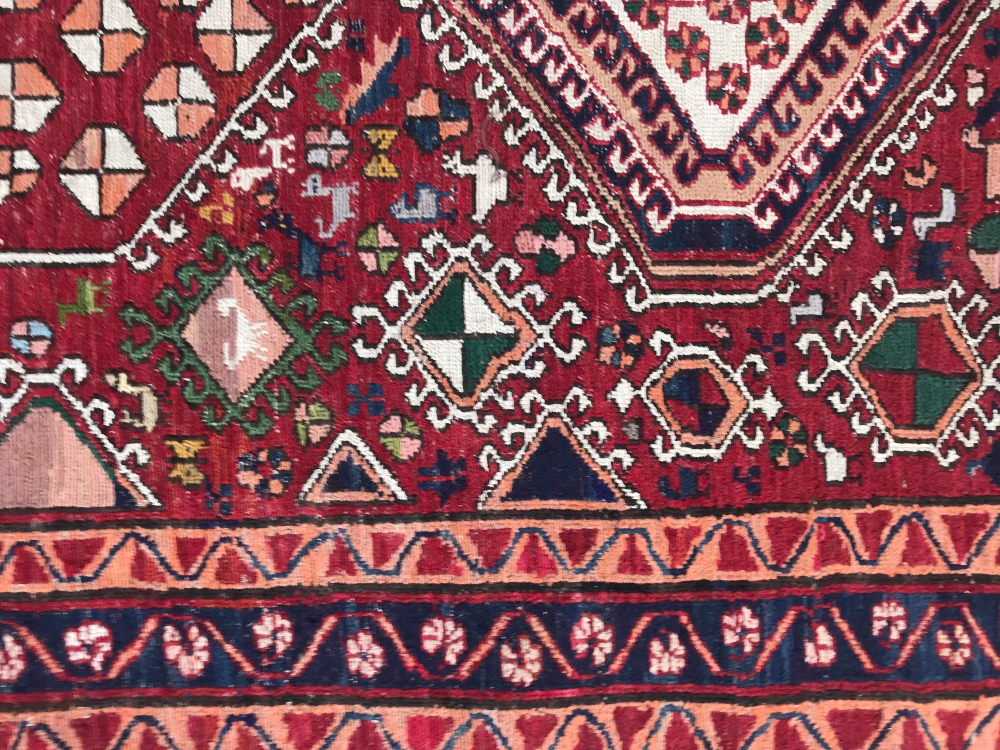 Coton Bobyrug's Vintage Azerbaijan Shahsavand Flat Rug (tapis plat vintage d'Azerbaïdjan) en vente