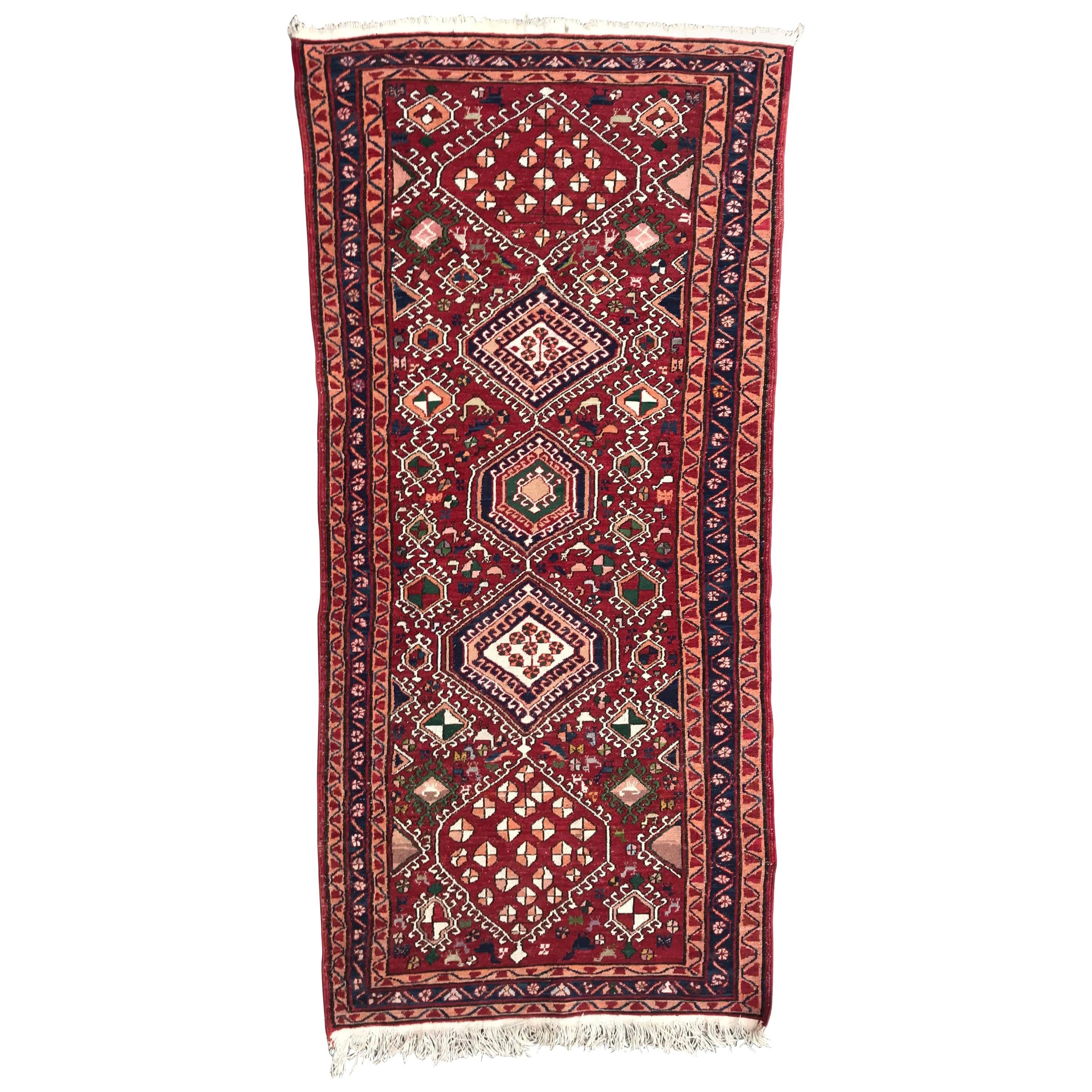 Bobyrug's Vintage Azerbaijan Shahsavand Flat Rug (tapis plat vintage d'Azerbaïdjan) en vente