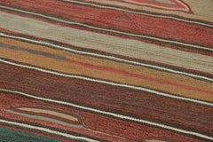 Vintage Azerbaijani Kilim, Colorful Stripes and Geometric Patterns - Rug & Kilim