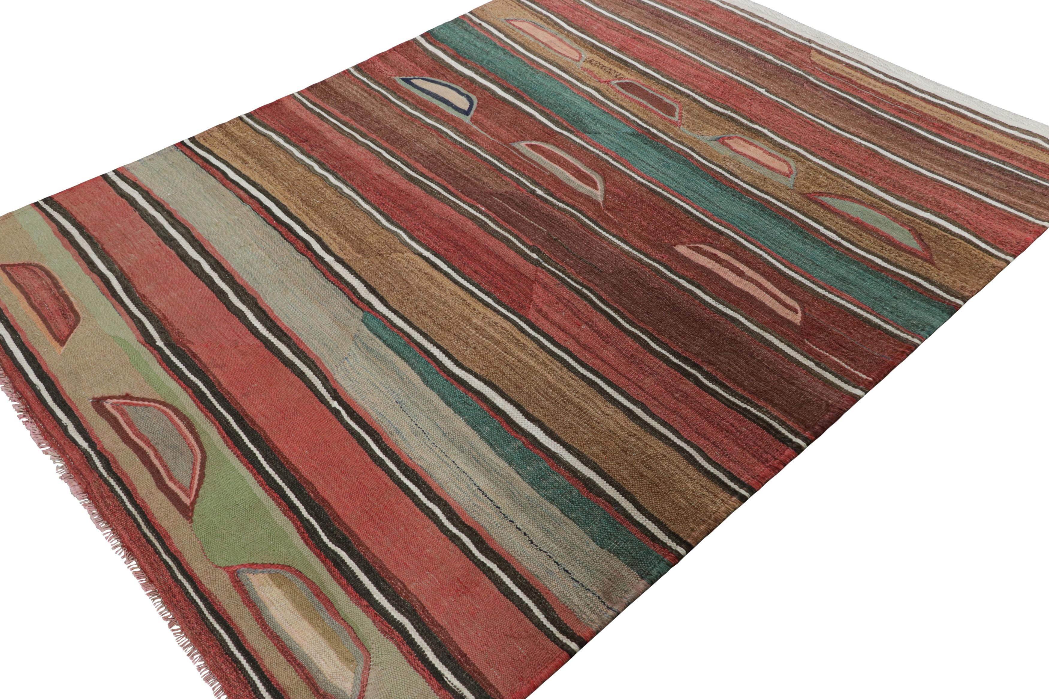 Aserbaidschanischer Vintage-Kilim, bunte Streifen und geometrische Muster - Rug & Kilim (Handgewebt) im Angebot