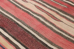 Vintage Azerbaijani Kilim with Beige-Brown and Red Stripes - Rug & Kilim