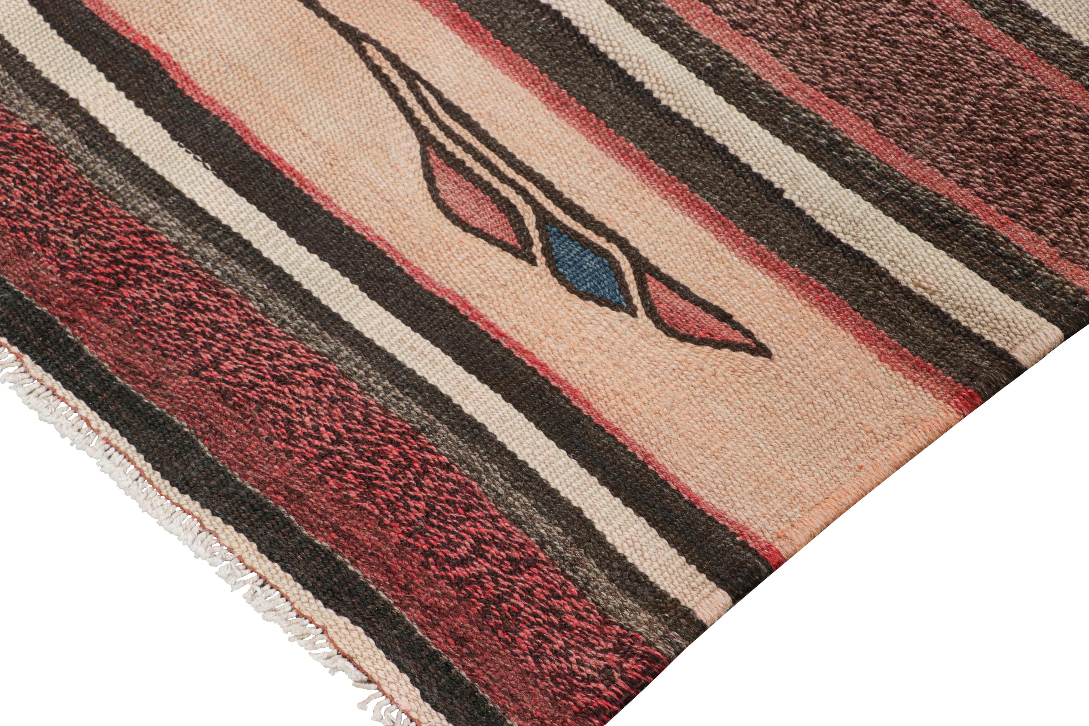Kilim azerbaïdjanais vintage à rayures beige-marron et rouges - Rug & Kilim Bon état - En vente à Long Island City, NY