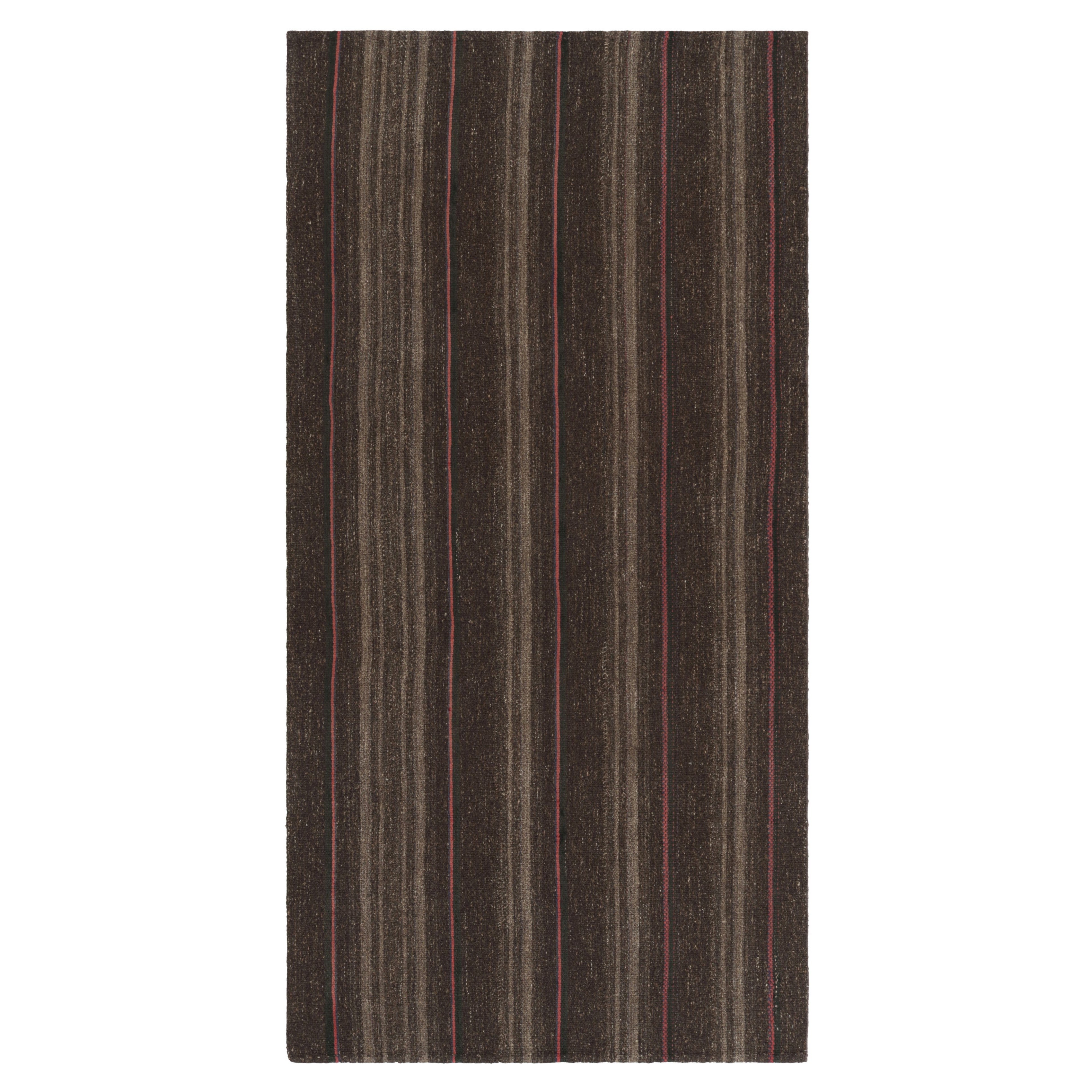 Aserbaidschanischer Vintage-Kilim mit geometrischen Streifen in Brauntönen - Rug & Kilim