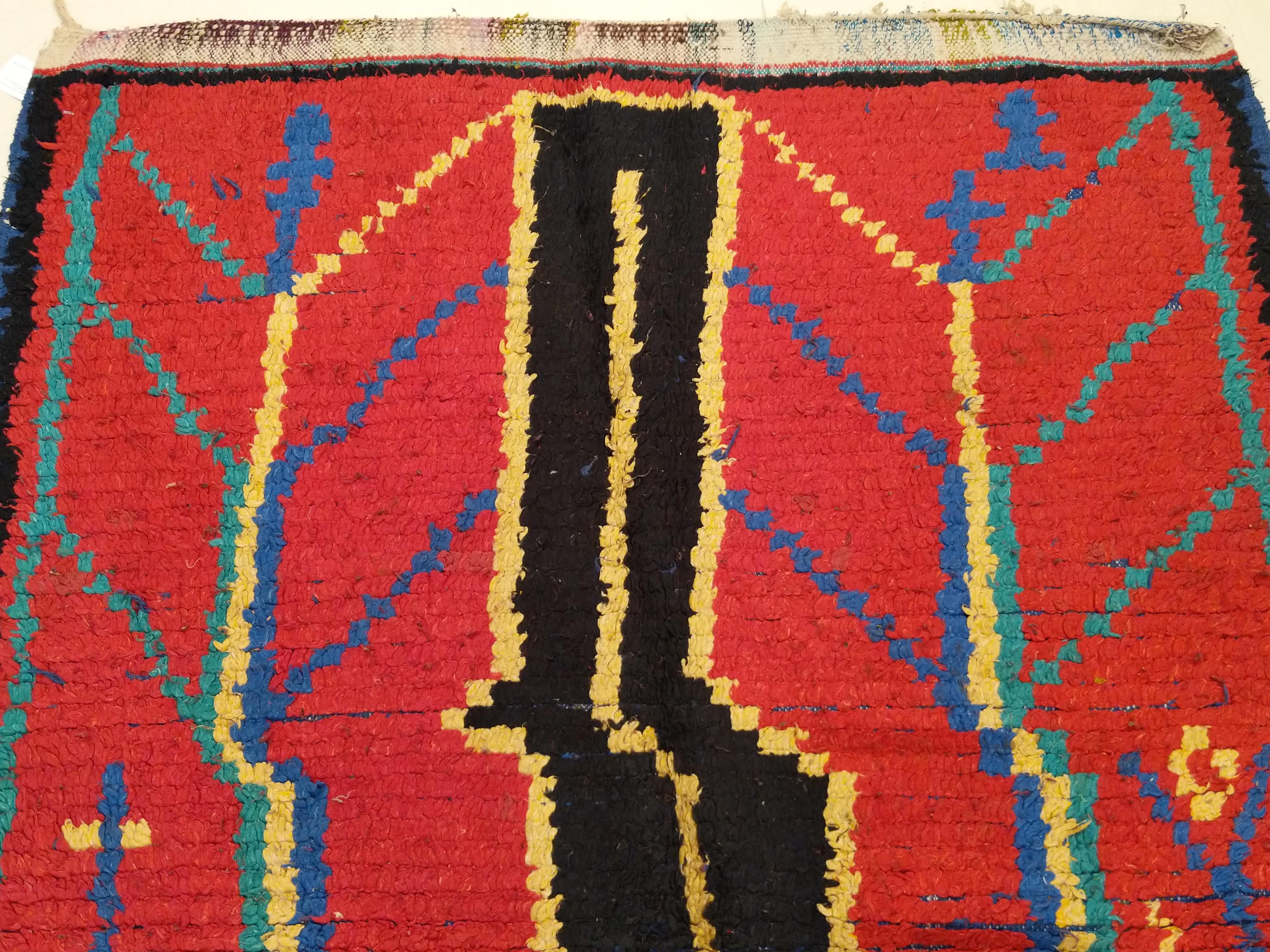 Vintage Azilal Abstract Berber Moroccan Rug For Sale 4