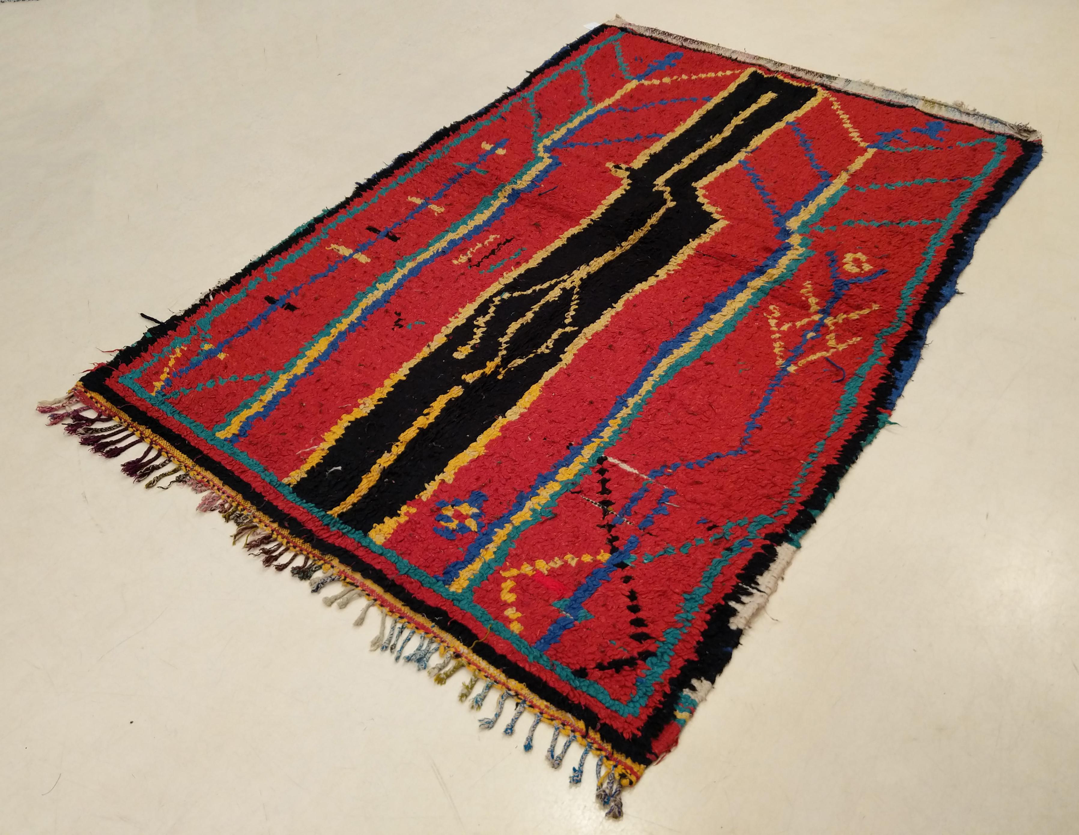 Vintage Azilal Abstract Berber Moroccan Rug For Sale 7