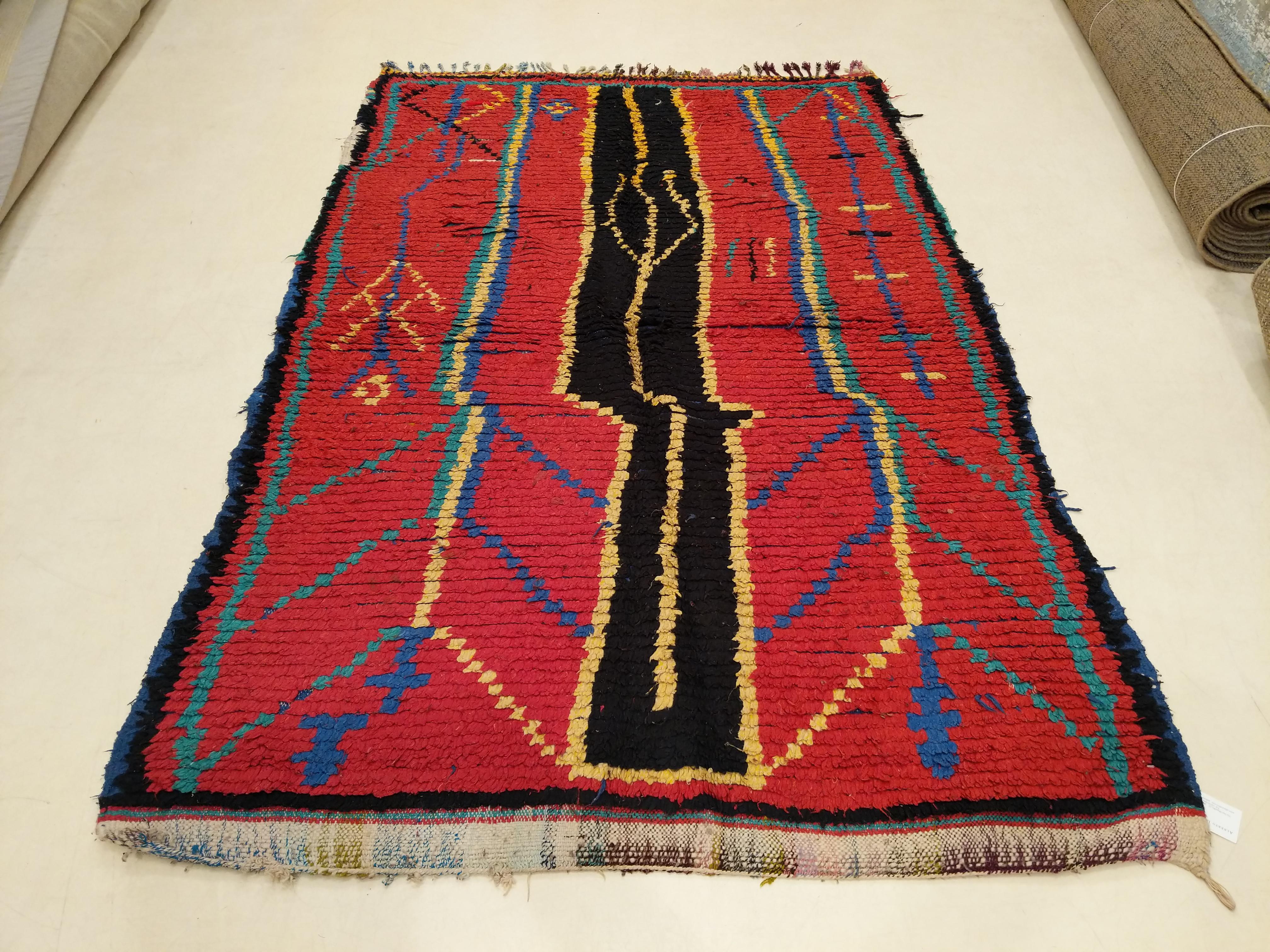 Late 20th Century Vintage Azilal Abstract Berber Moroccan Rug For Sale