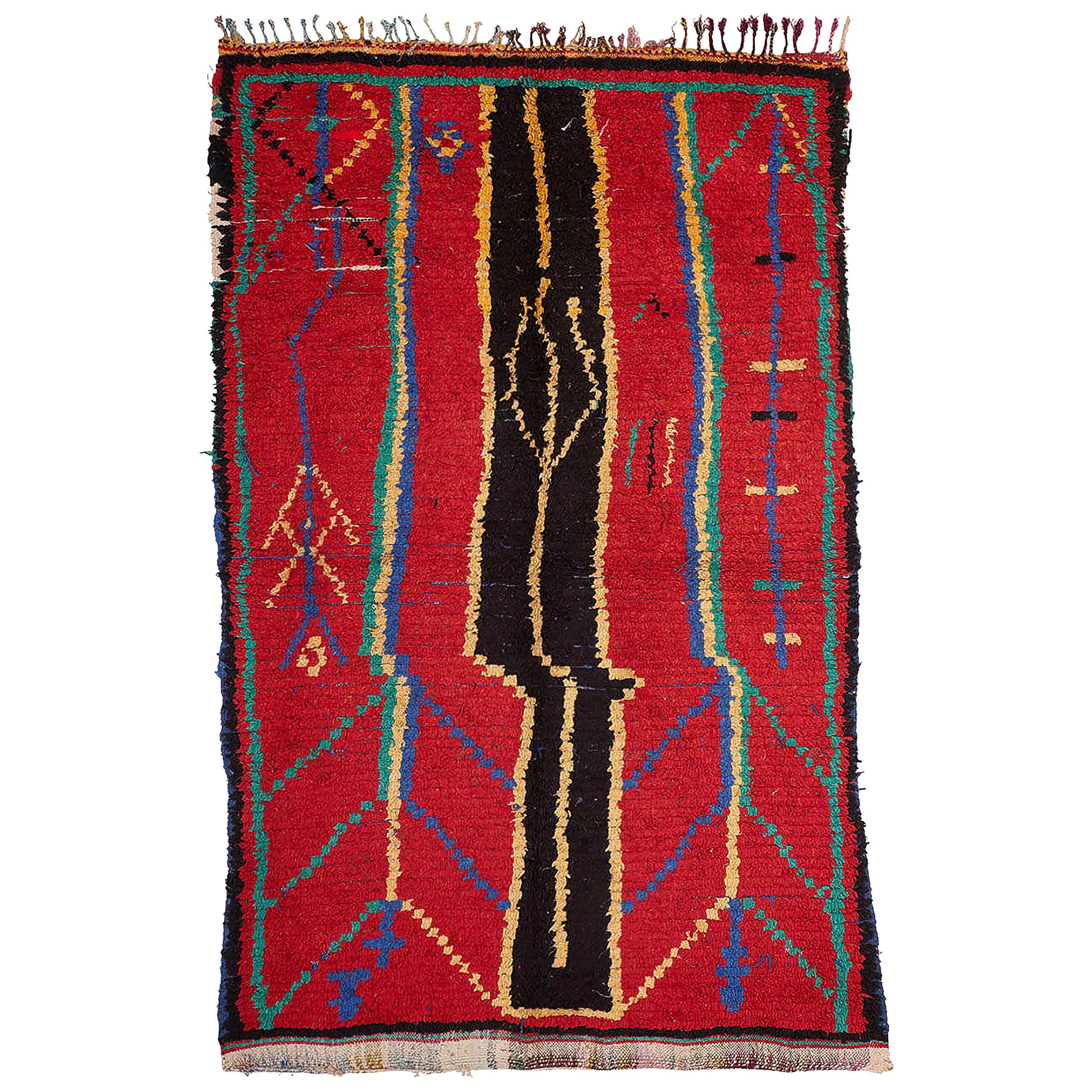 Vintage Azilal Abstract Berber Moroccan Rug For Sale