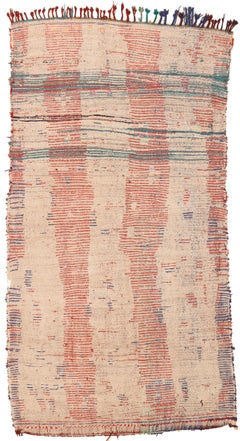 Vintage Azilal Berber Moroccan Rug with Two Red Totems