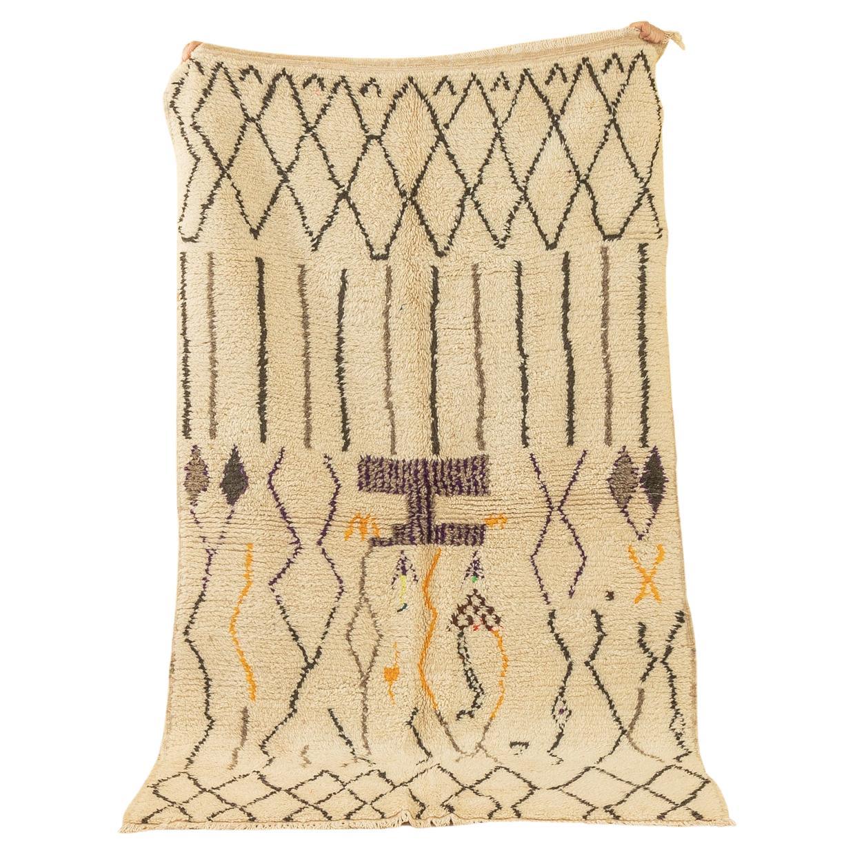 Alfombra Bereber Vintage Azilal Marruecos Hecha a Mano 100% Lana