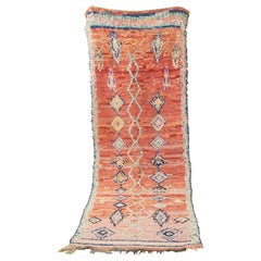Vintage Azilal Moroccan Berber Rug HightAtlas Mountains apricot rosé blue Runner