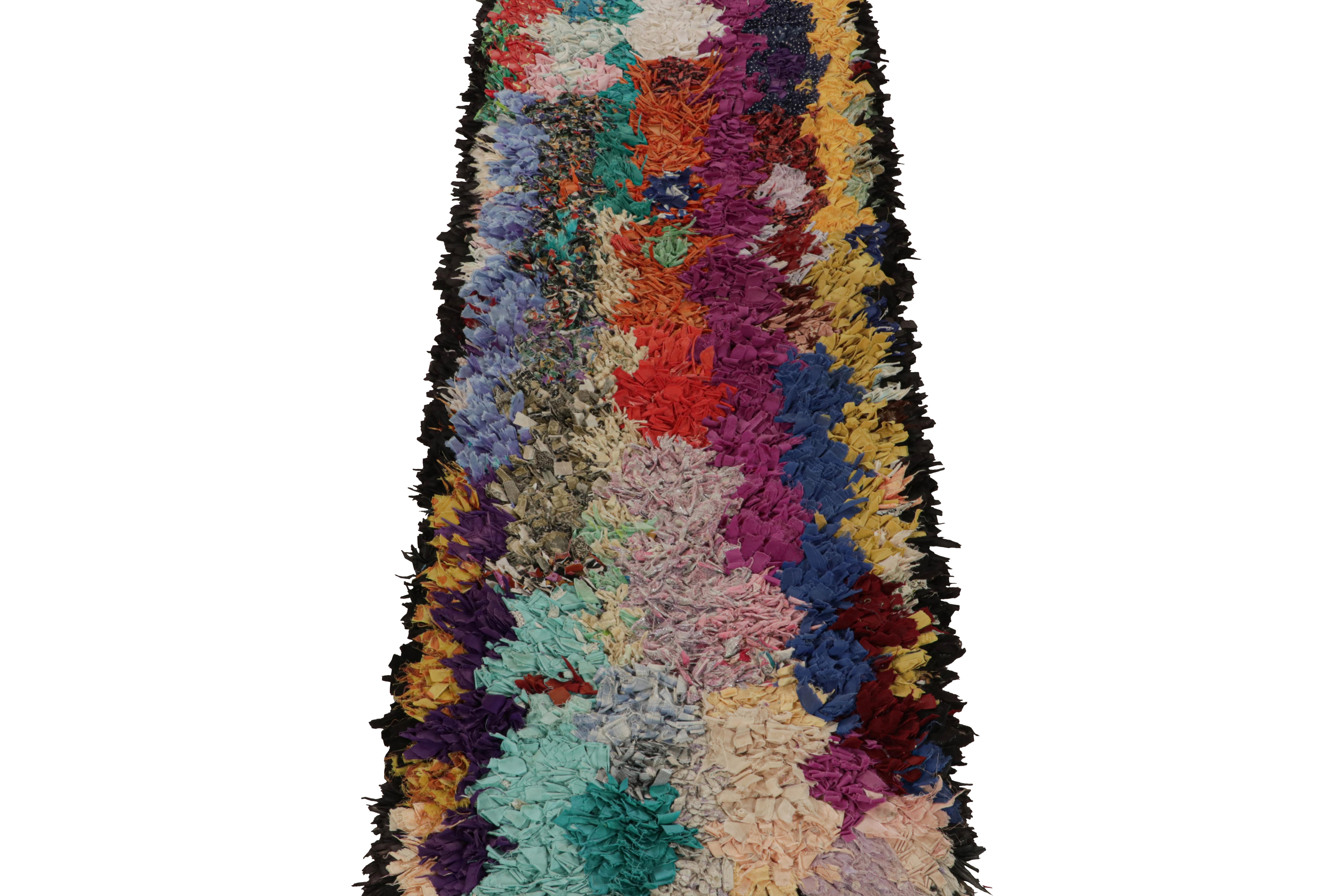 Hand-Knotted Vintage Azilal Moroccan Style Boucherouite Runner Rug, from Rug & Kilim For Sale