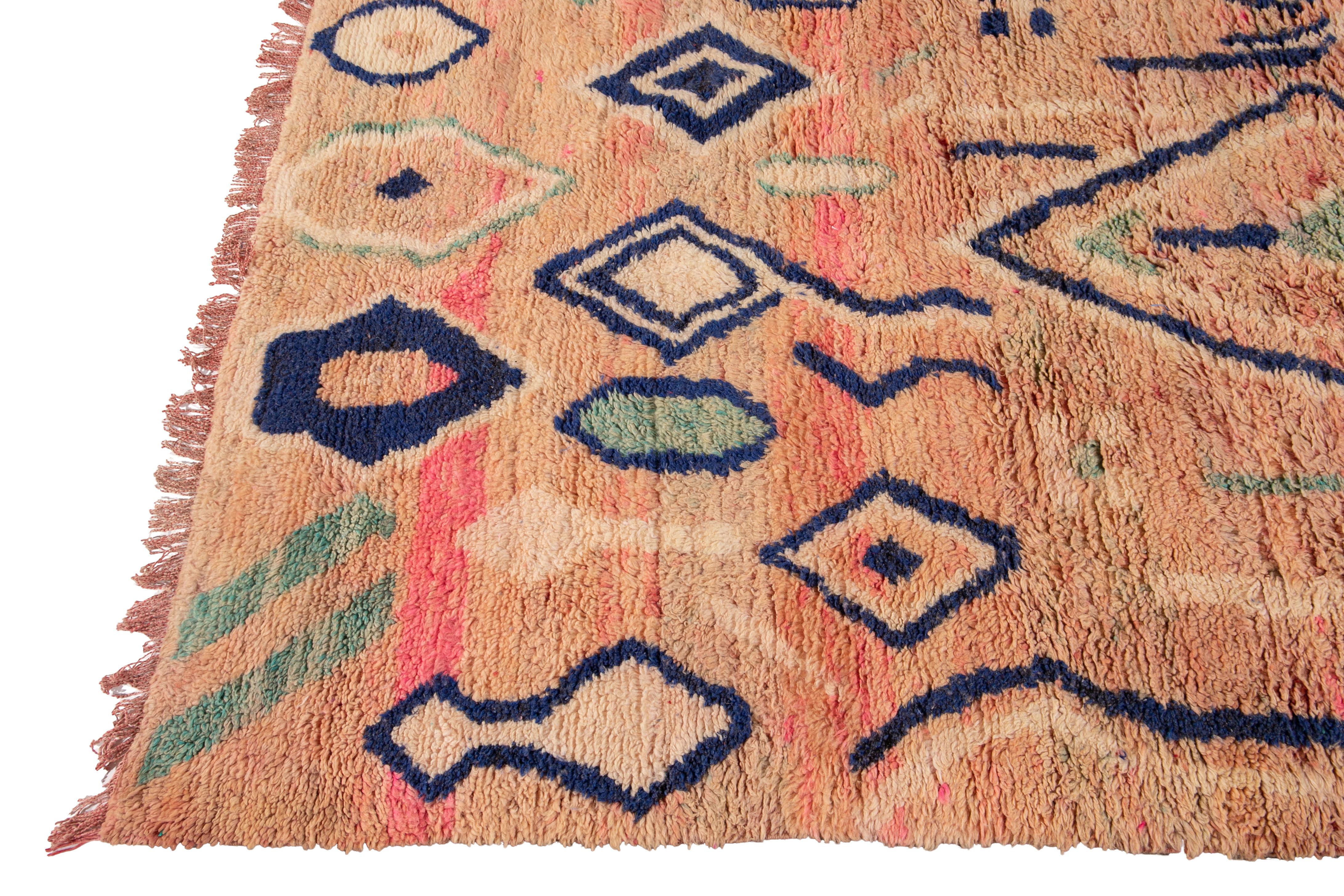 Hand-Knotted Vintage Azilal Moroccan Handmade Wool Rug For Sale