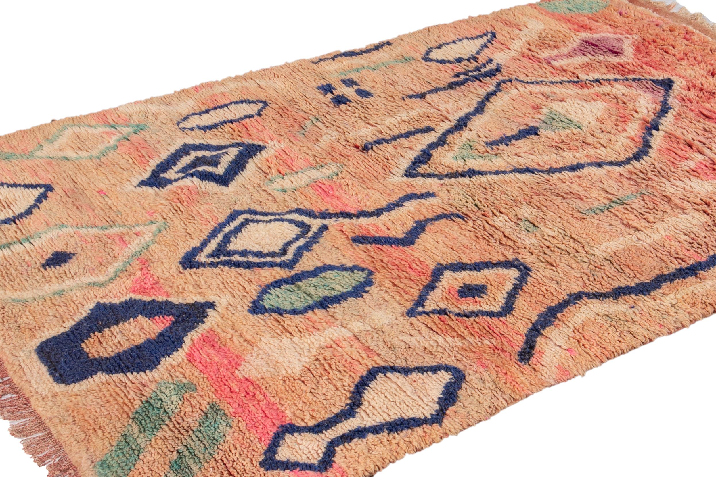 20th Century Vintage Azilal Moroccan Handmade Wool Rug For Sale