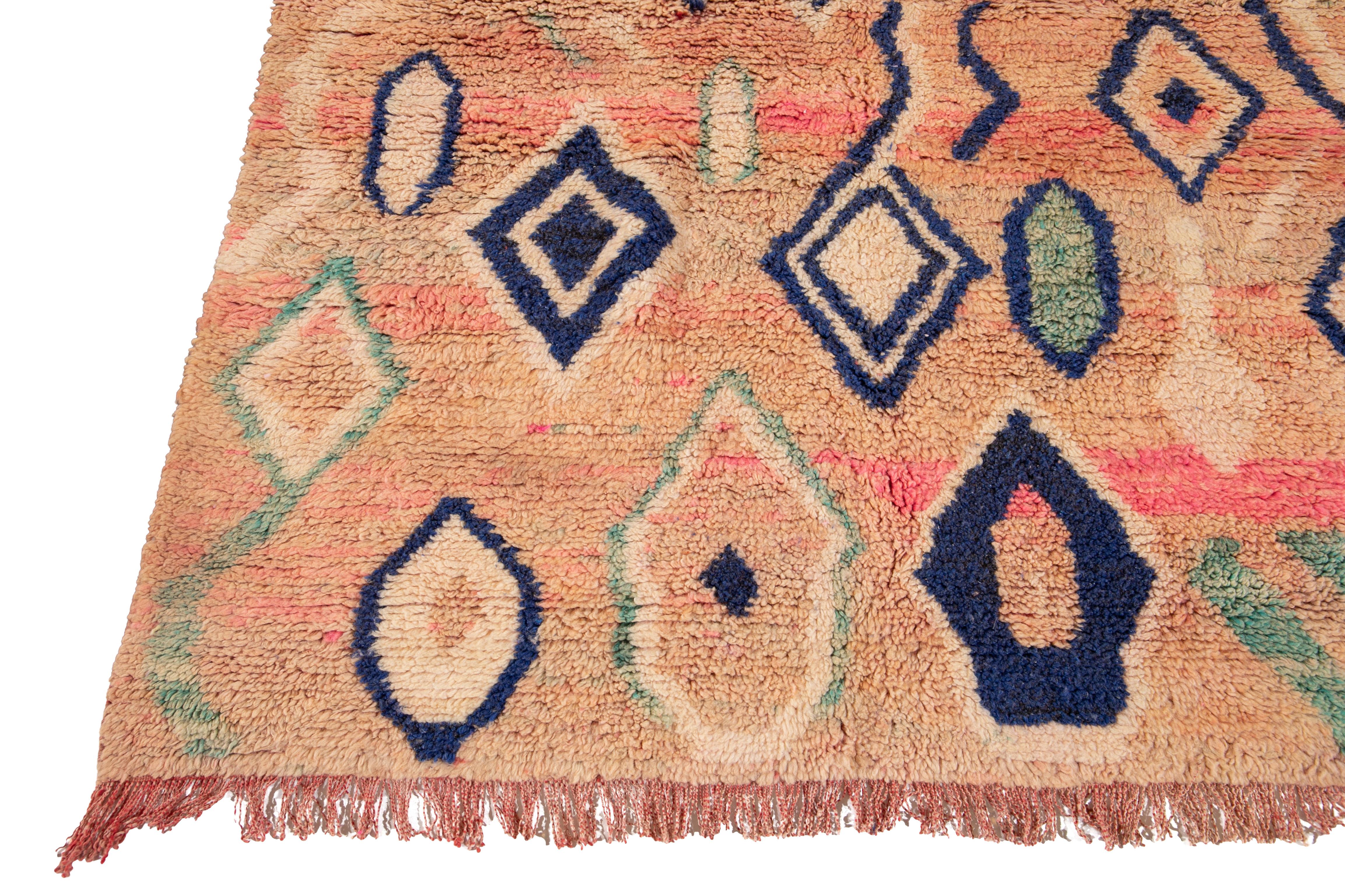 Laine Tapis Azilal marocain vintage en laine fait à la main en vente