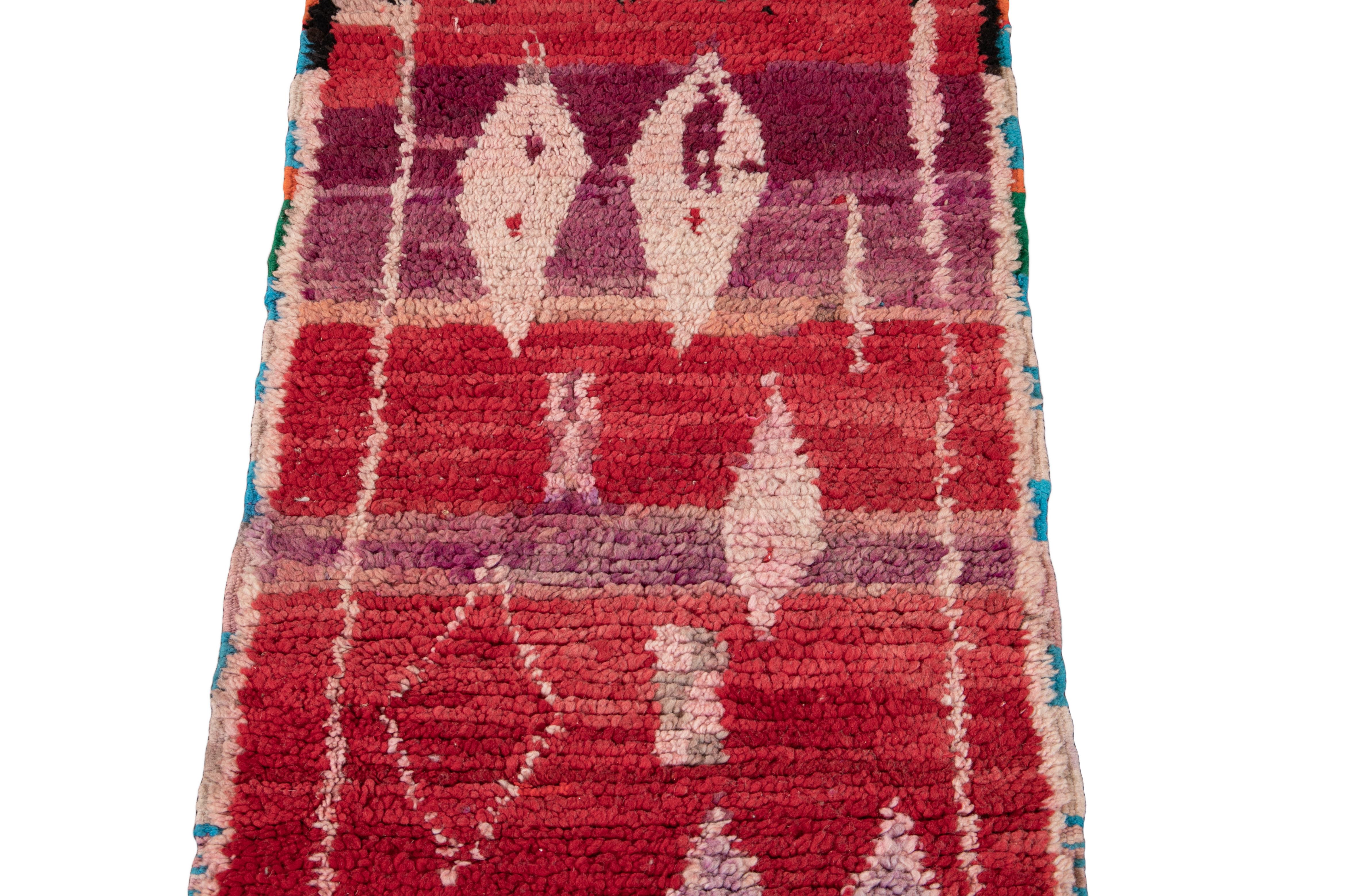 Mid-Century Modern Vintage Azilal Moroccan Handmade Wool Runner