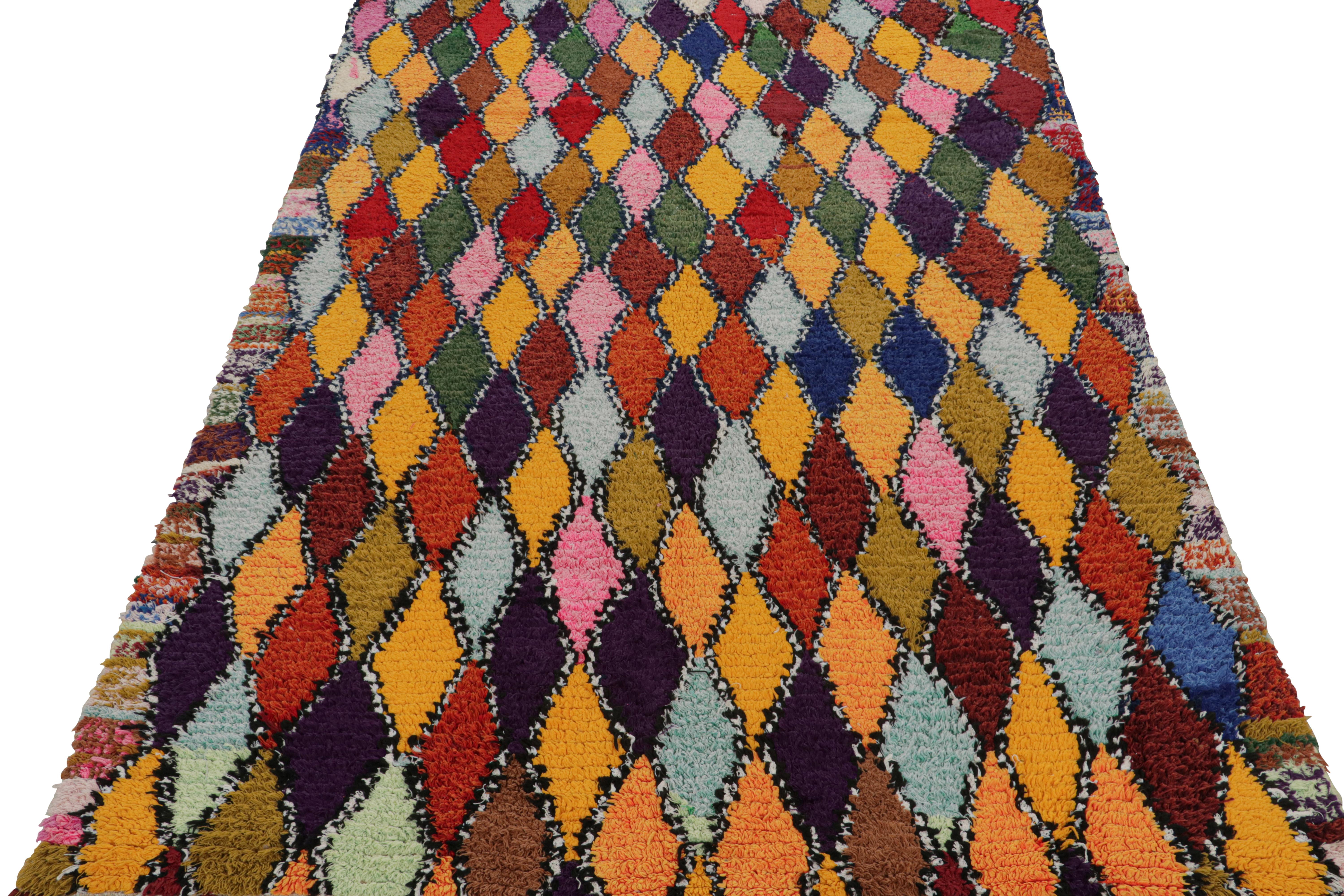 Hand-Knotted Vintage Azilal Moroccan Style Rug, with Diamond Patterns from Rug & Kilim For Sale