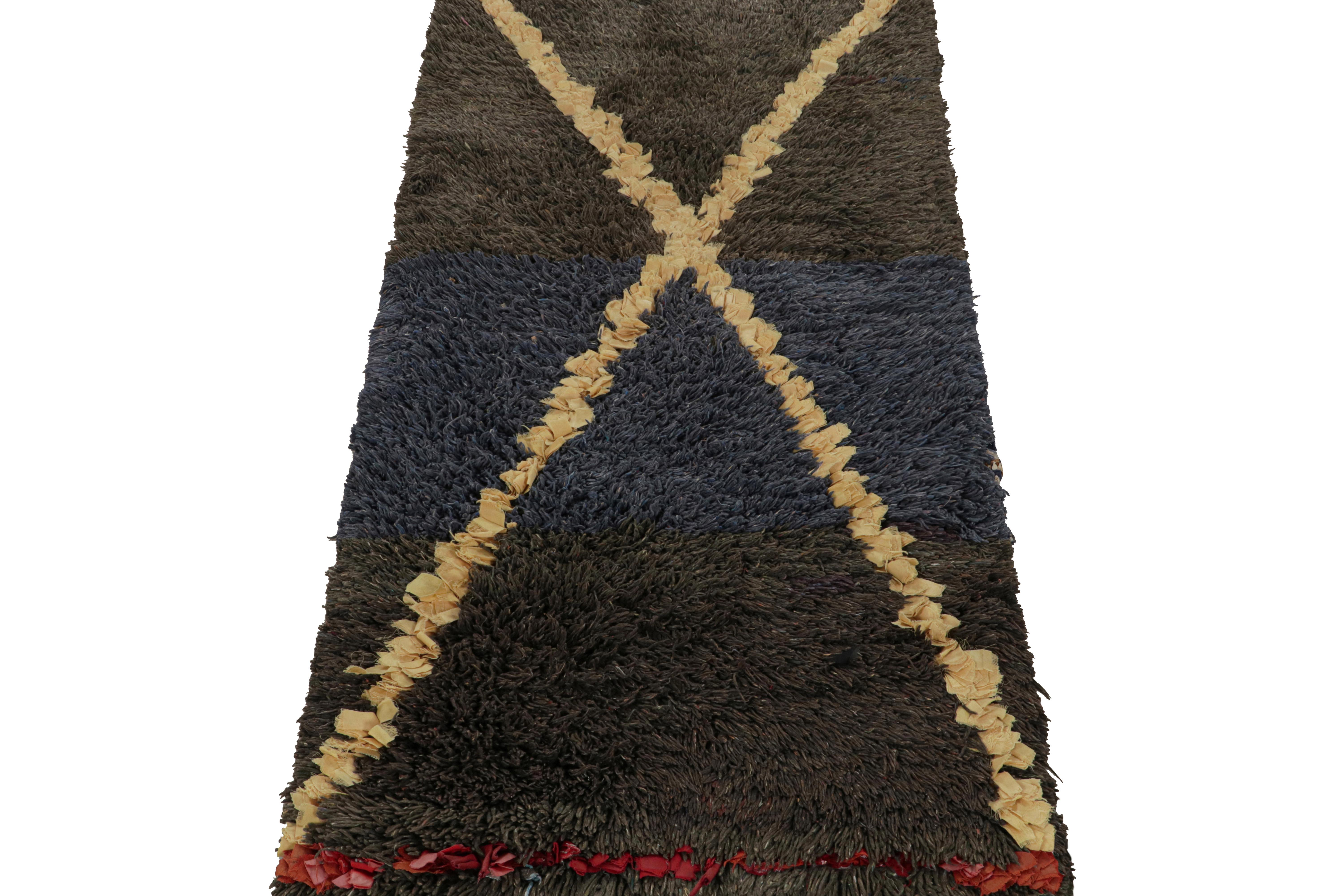 Hand-Knotted Vintage Azilal Moroccan Style Rug, with Geometric Stripes, from Rug & Kilim For Sale