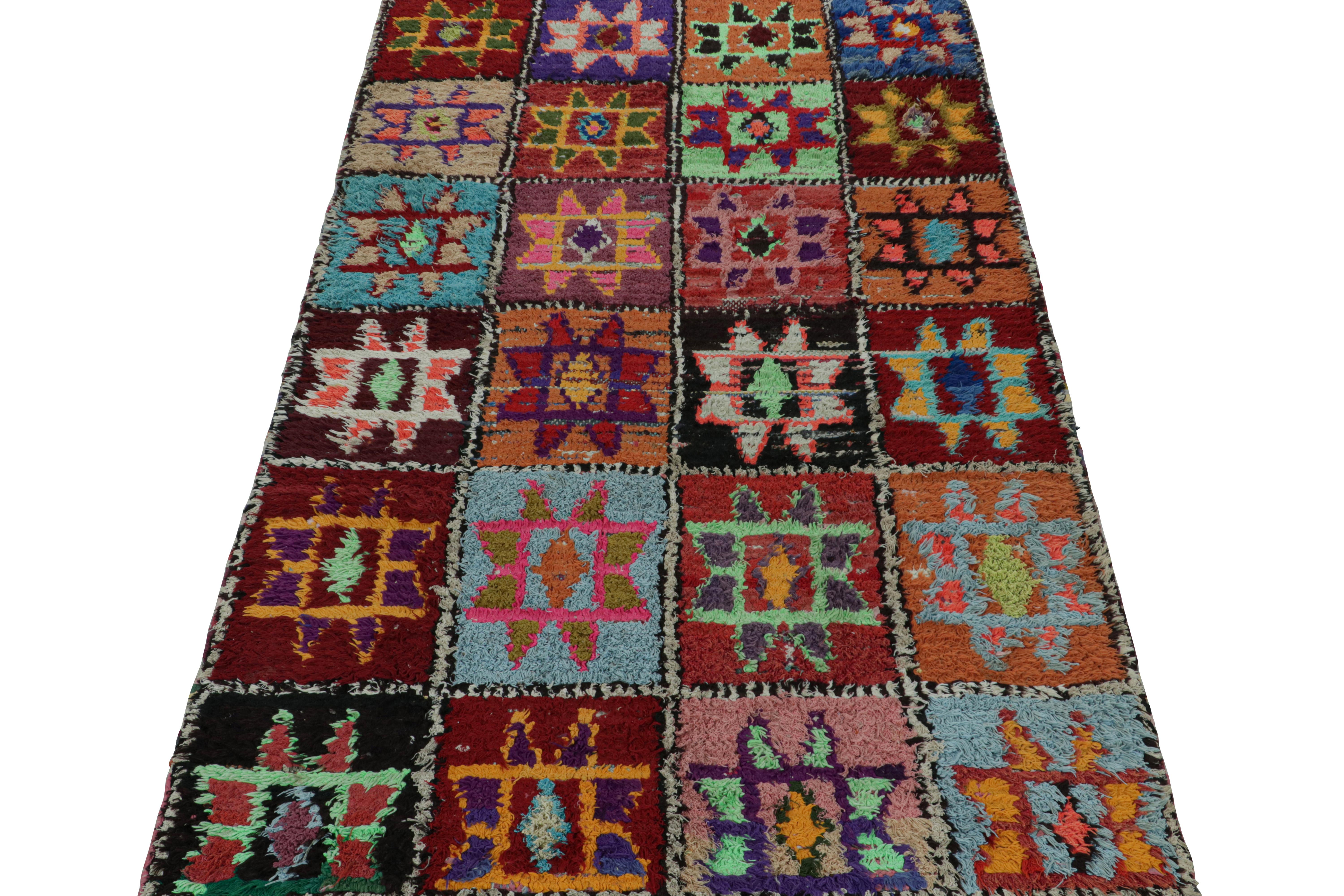 Tribal Vintage Azilal Moroccan Rug with Polychromatic Geometric Patterns by Rug & Kilim For Sale