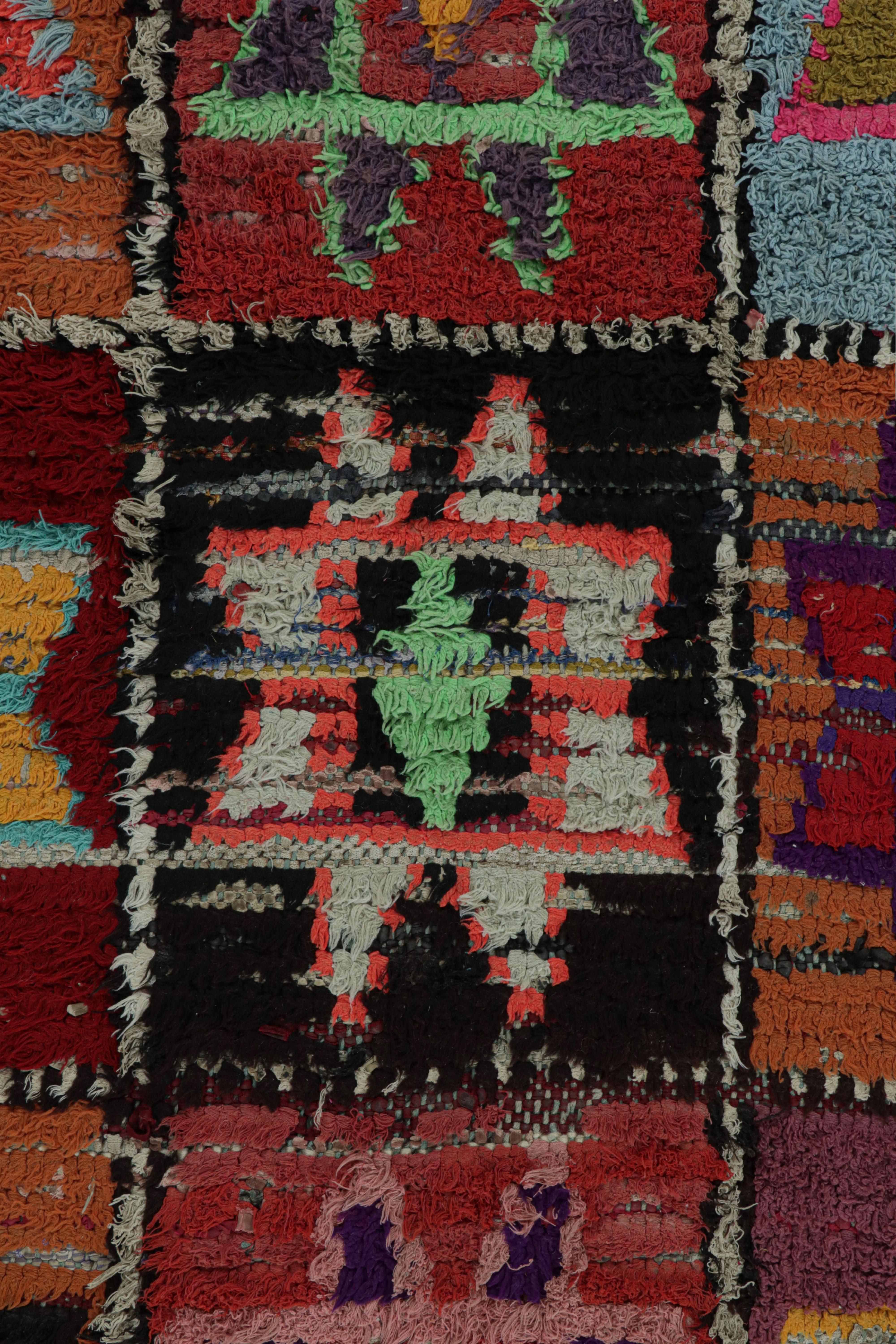 Mid-20th Century Vintage Azilal Moroccan Rug with Polychromatic Geometric Patterns by Rug & Kilim For Sale