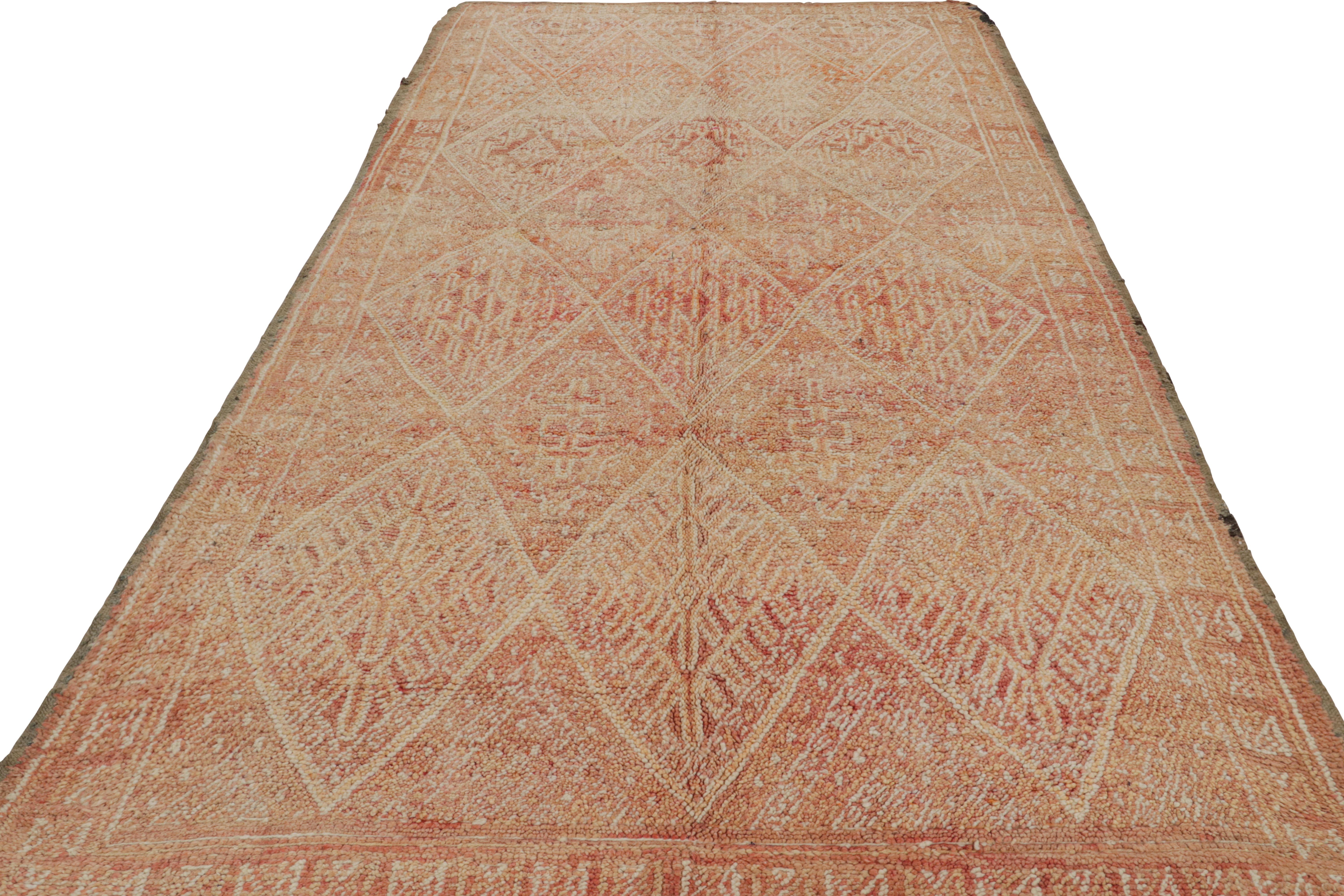 Tribal Vintage Azilal Moroccan rug with Red, Orange and White Patterns by Rug & Kilim For Sale