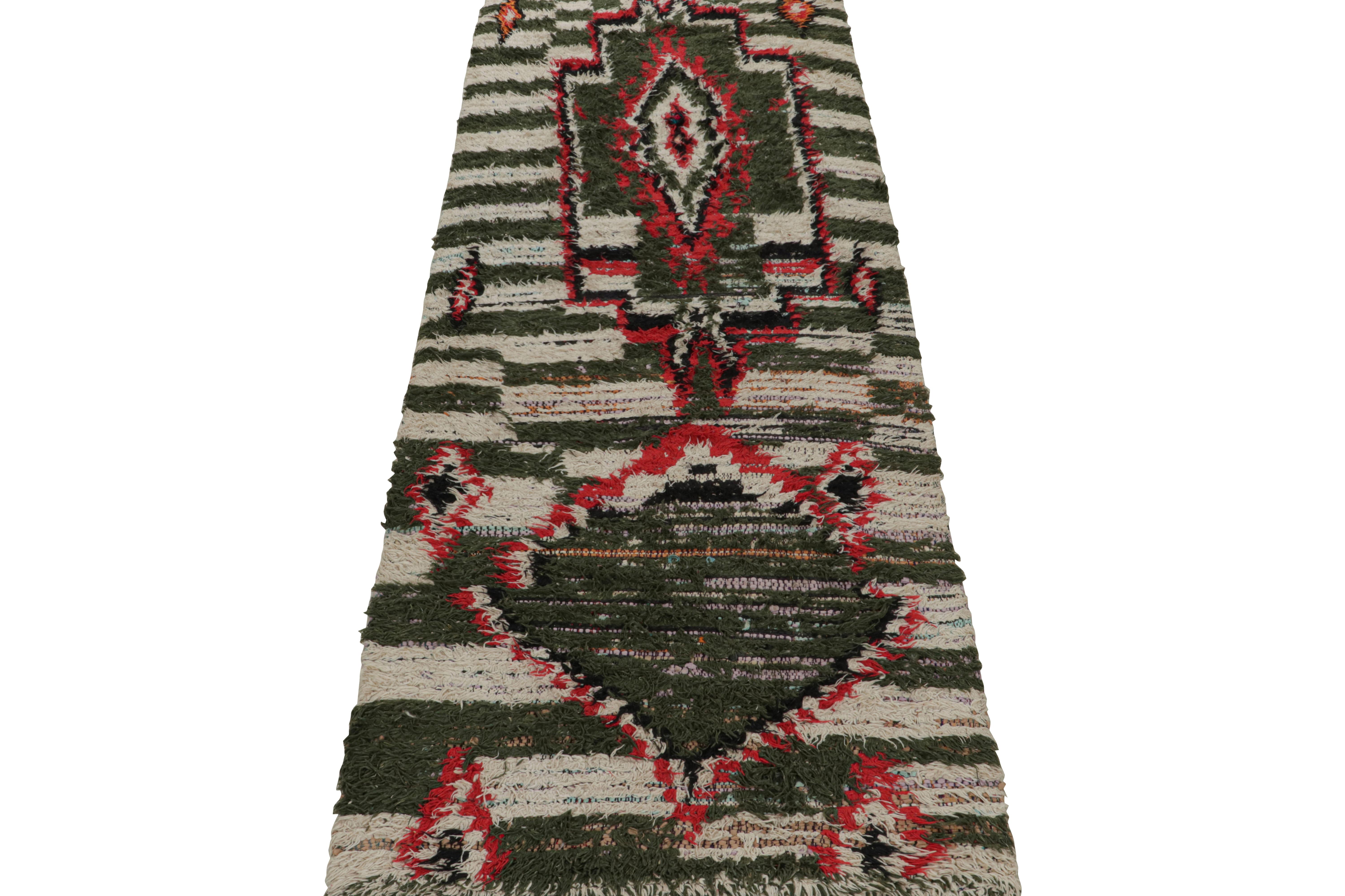 Tribal Vintage Azilal Moroccan Runner and Boucherouite Rug by Rug & Kilim For Sale