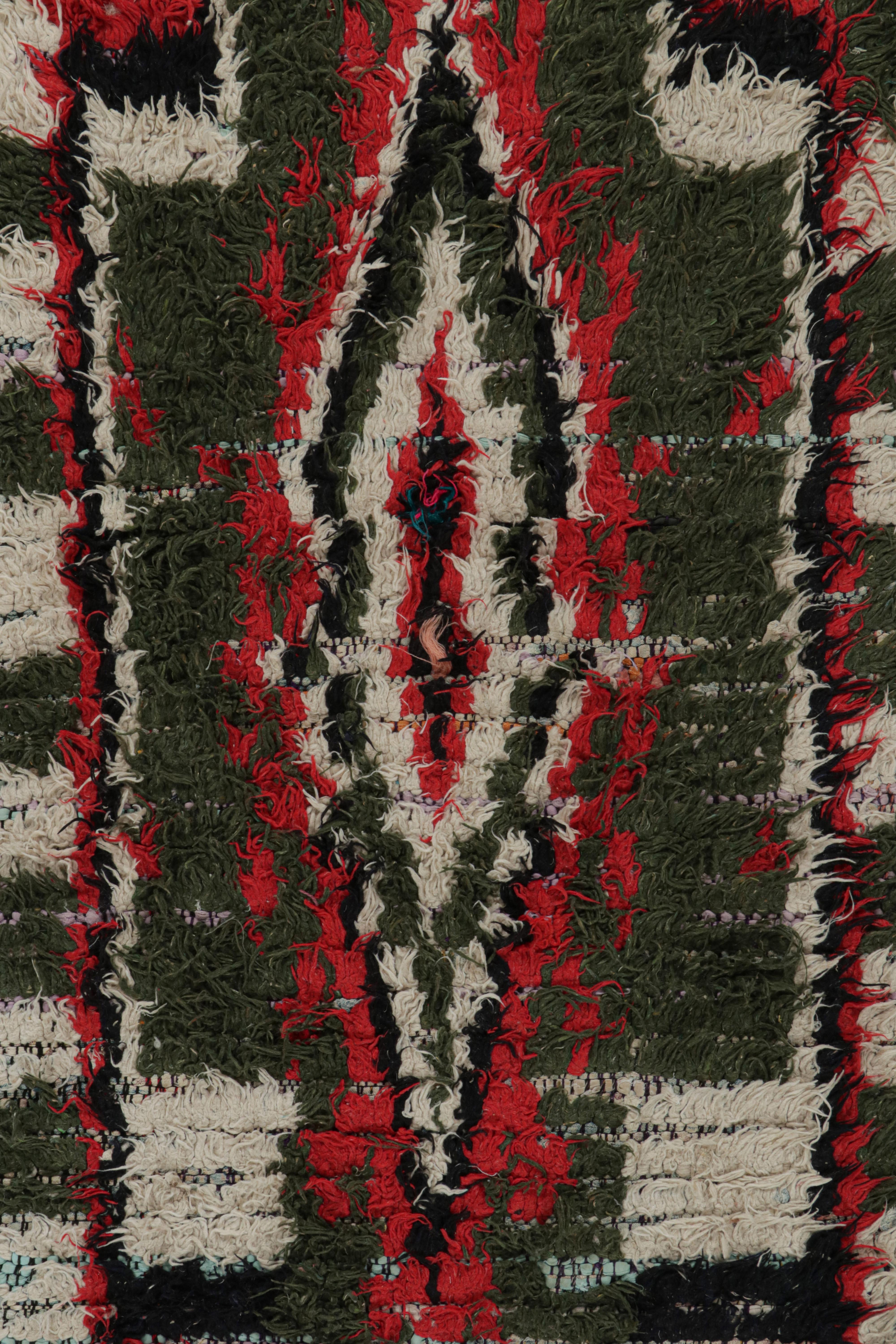 Mid-20th Century Vintage Azilal Moroccan Runner and Boucherouite Rug by Rug & Kilim For Sale