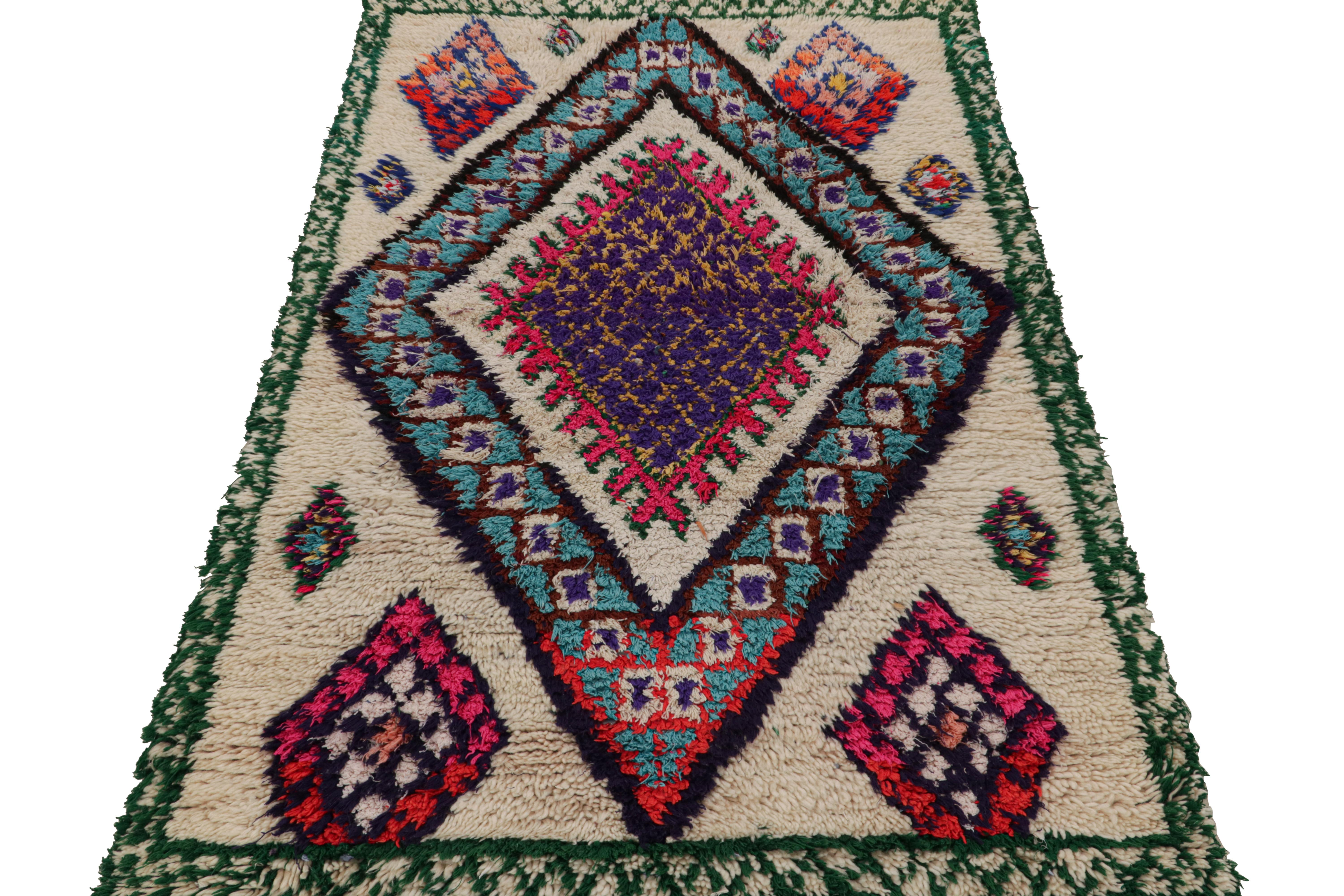 Hand-Knotted Vintage Azilal Moroccan Style Runner Rug, with Medallions from Rug & Kilim For Sale