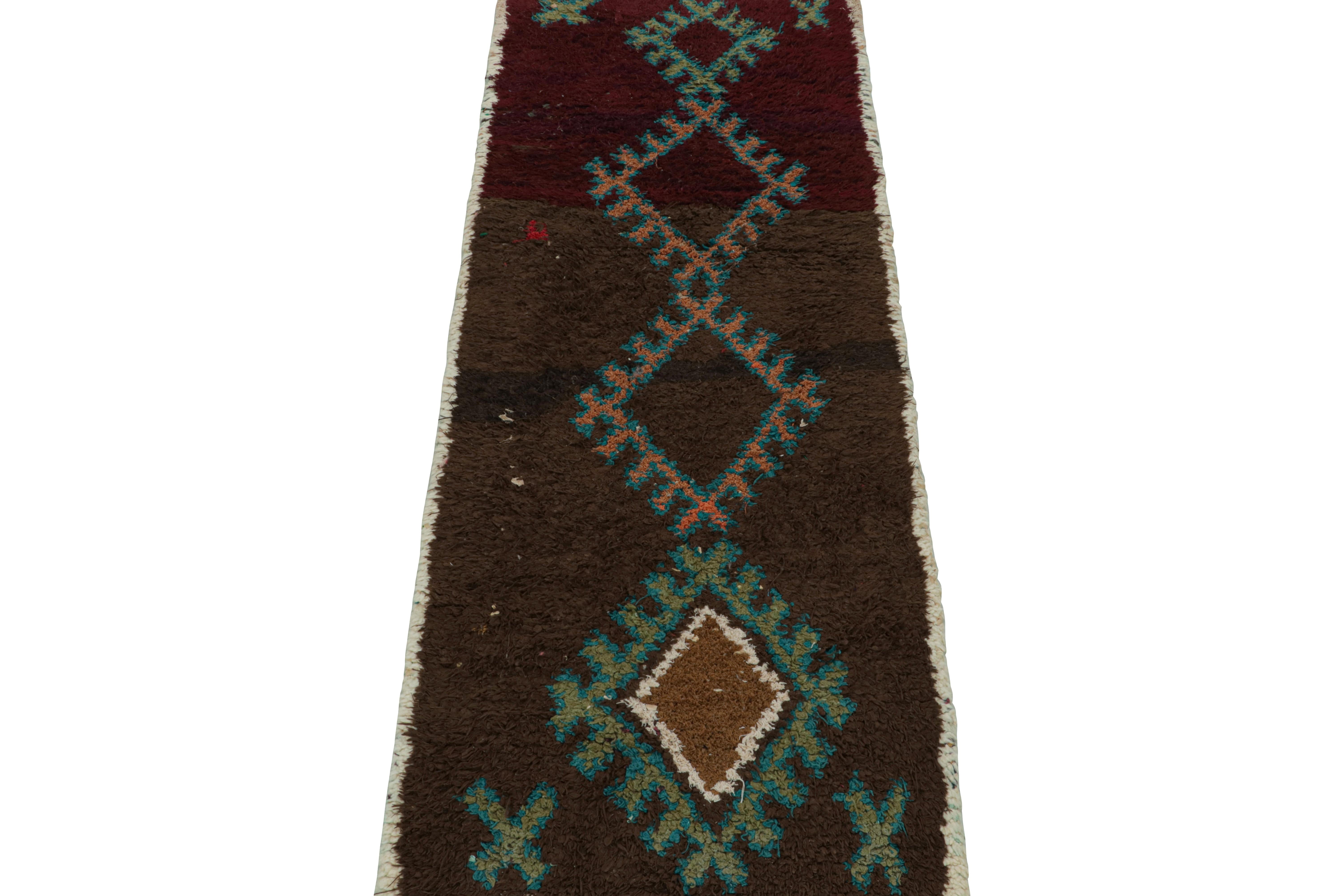 Hand-Knotted Vintage Azilal Moroccan Style Runner Rug, with Medallions from Rug & Kilim For Sale