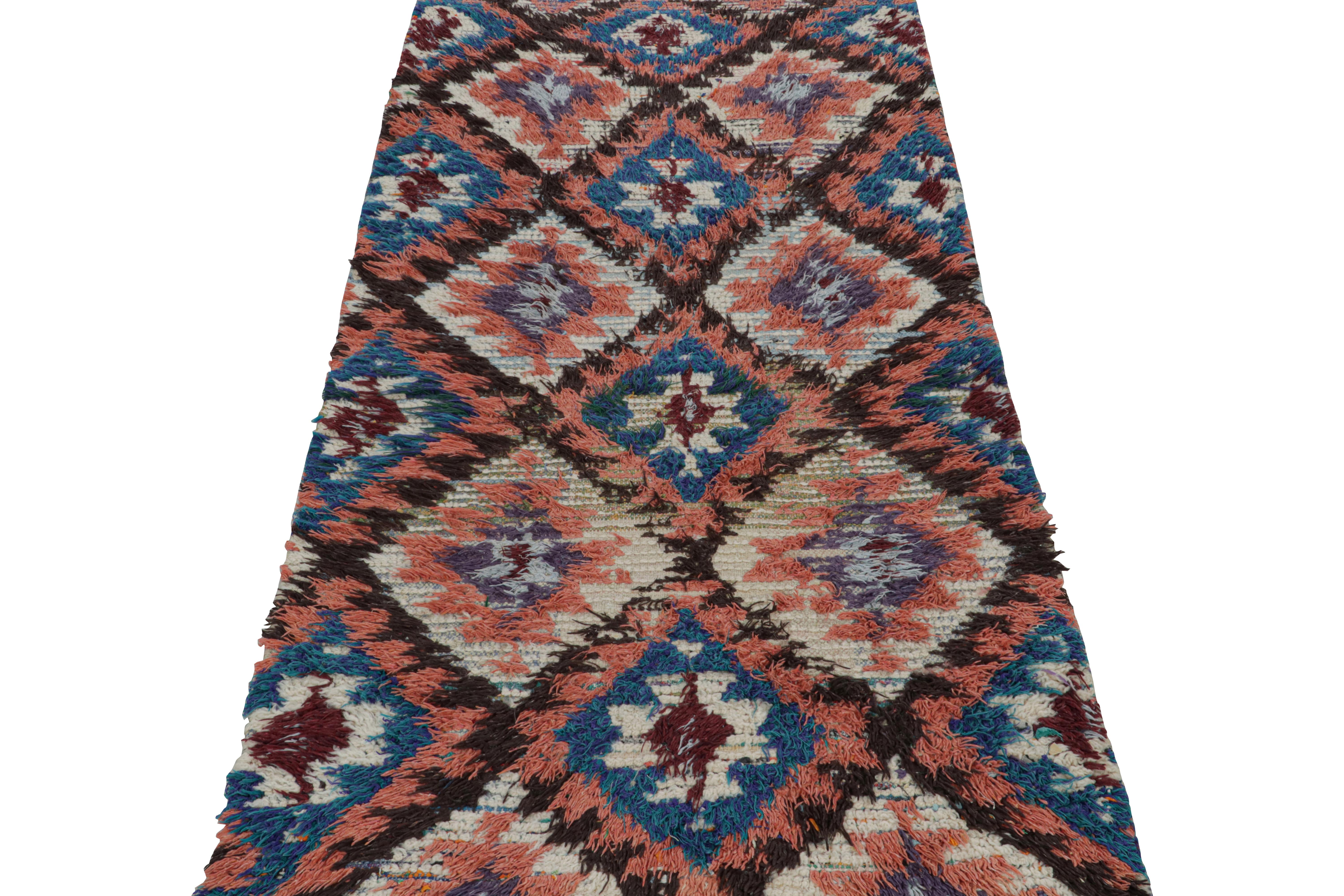 Hand-Knotted Vintage Azilal Moroccan Runner Rug, with Diamond Medallions from Rug & Kilim For Sale