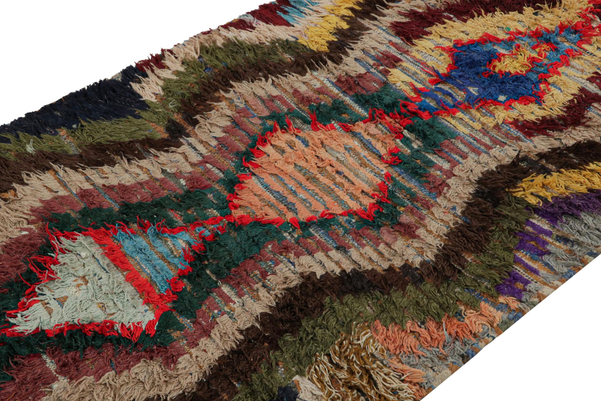 Hand-Knotted Vintage Azilal Moroccan Runner Rug, with Diamond Patterns from Rug & Kilim For Sale