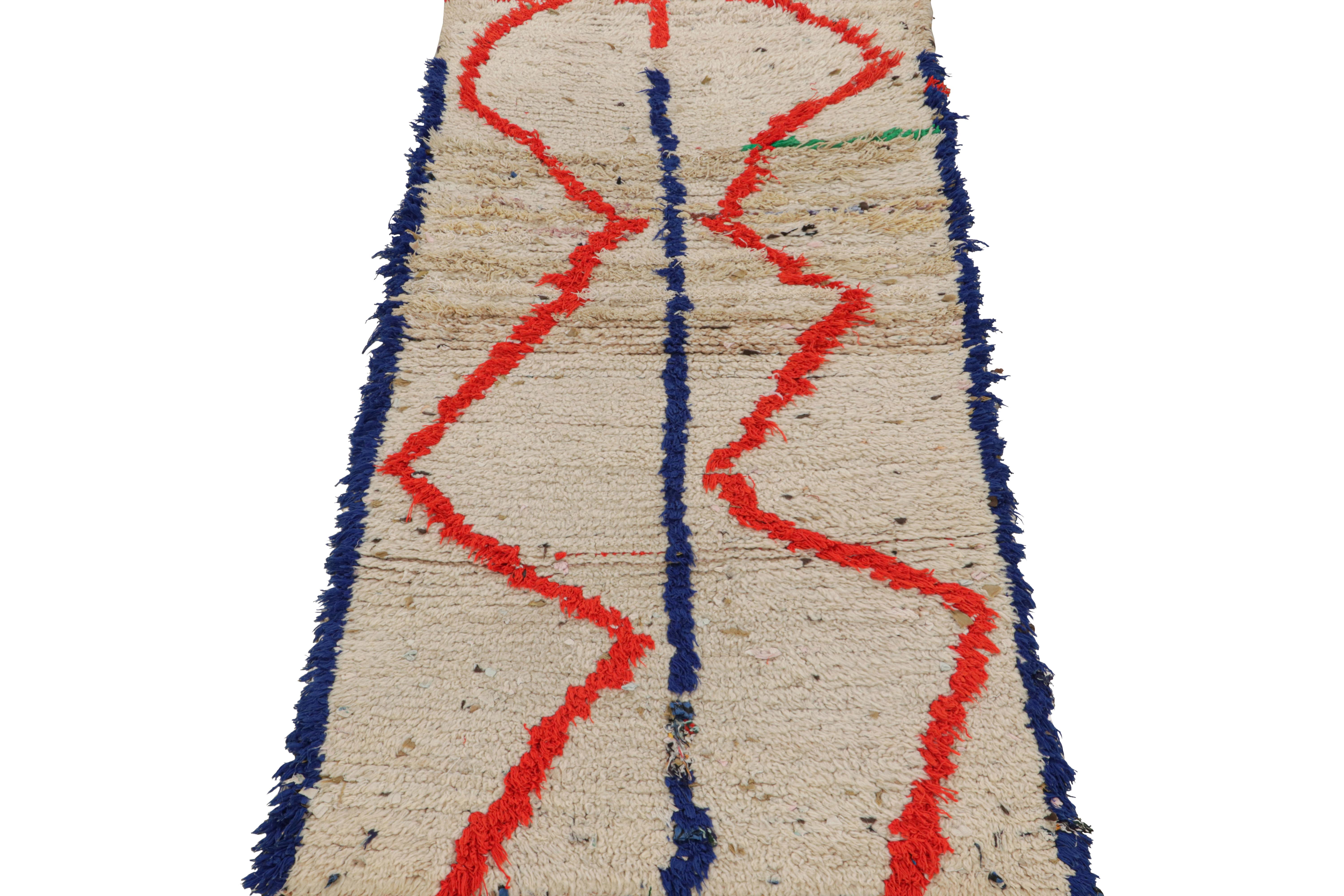 Hand-Woven Vintage Azilal Moroccan Runner Rug, with Geometric Patterns from Rug & Kilim For Sale