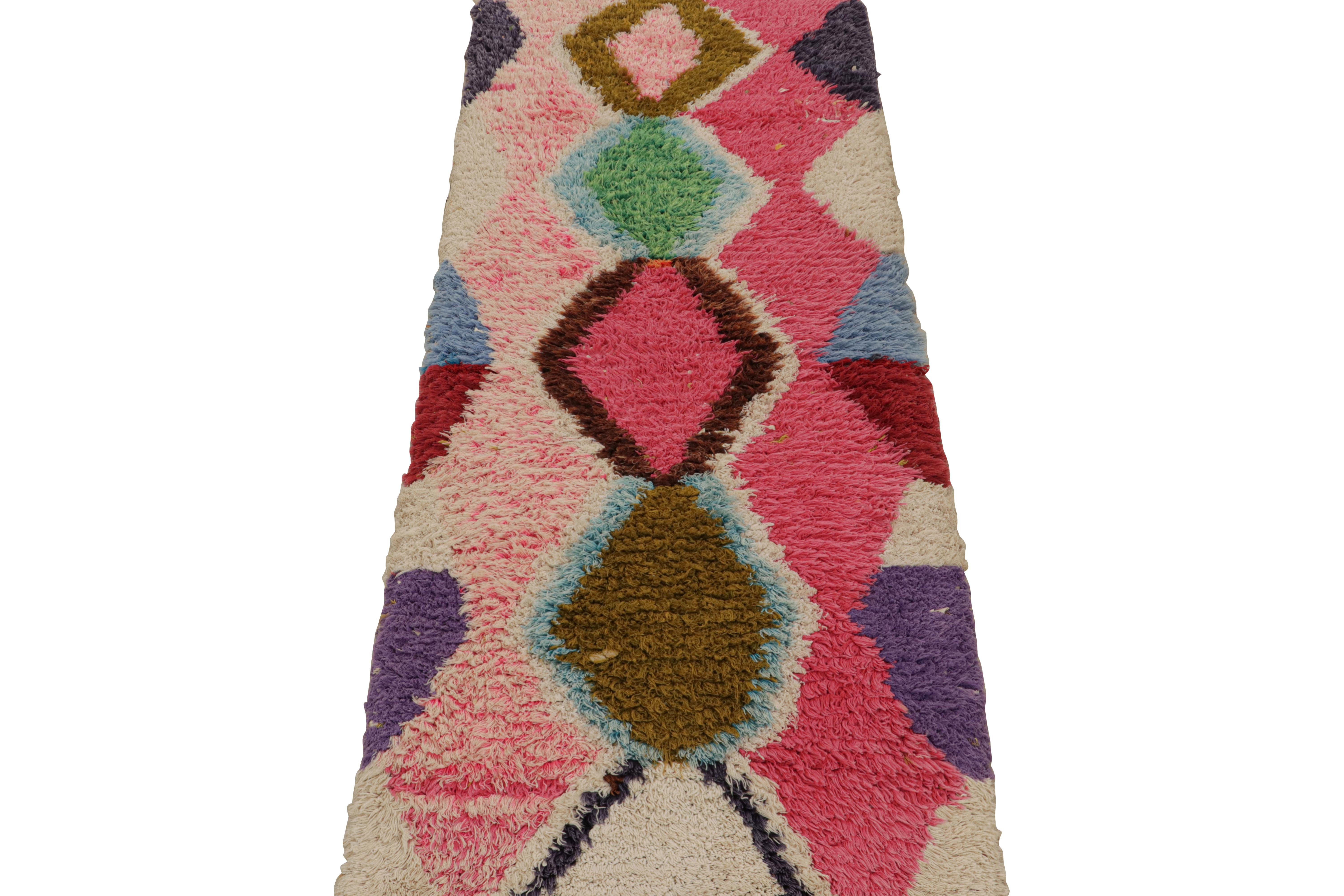 Hand-Knotted Vintage Azilal Moroccan Style Runner Rug, with Patterns from Rug & Kilim For Sale