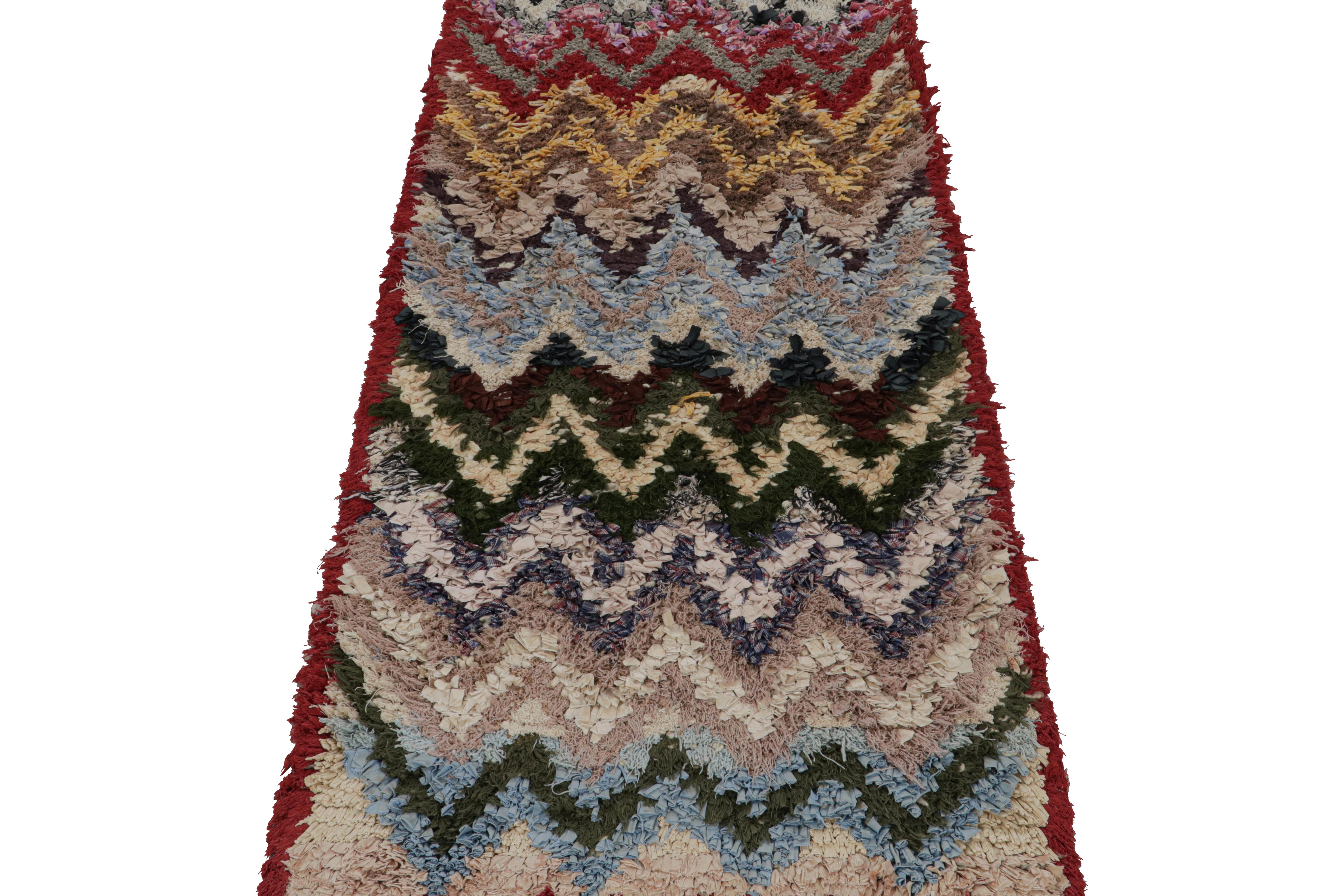 Tribal Vintage Azilal Moroccan Runner with Polychromatic Patterns by Rug & Kilim For Sale