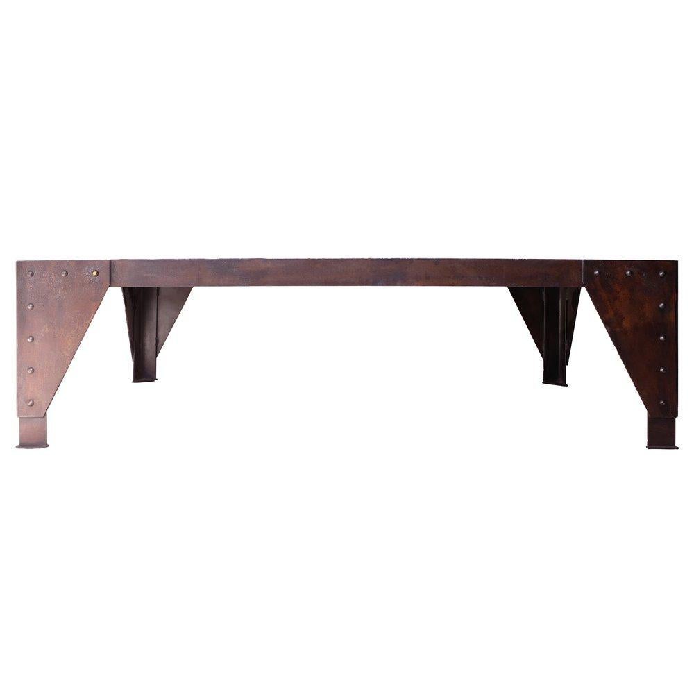 Inconnu Table basse vintage Azobé avec cadre en fer en vente