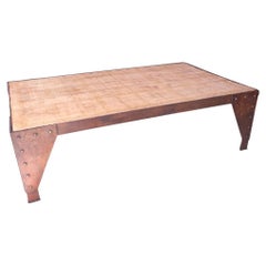 Table basse vintage Azobé avec cadre en fer