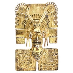 Vintage Aztec Inspired Sterling Silver Brooch/Pendant, Mexico